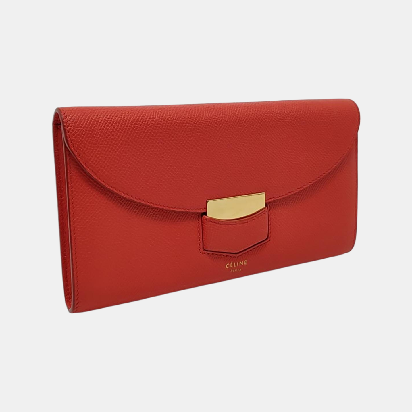 CELINE TROTTEUR Large size Red Leather Wallet Golden hardware-(SKU)-954216464