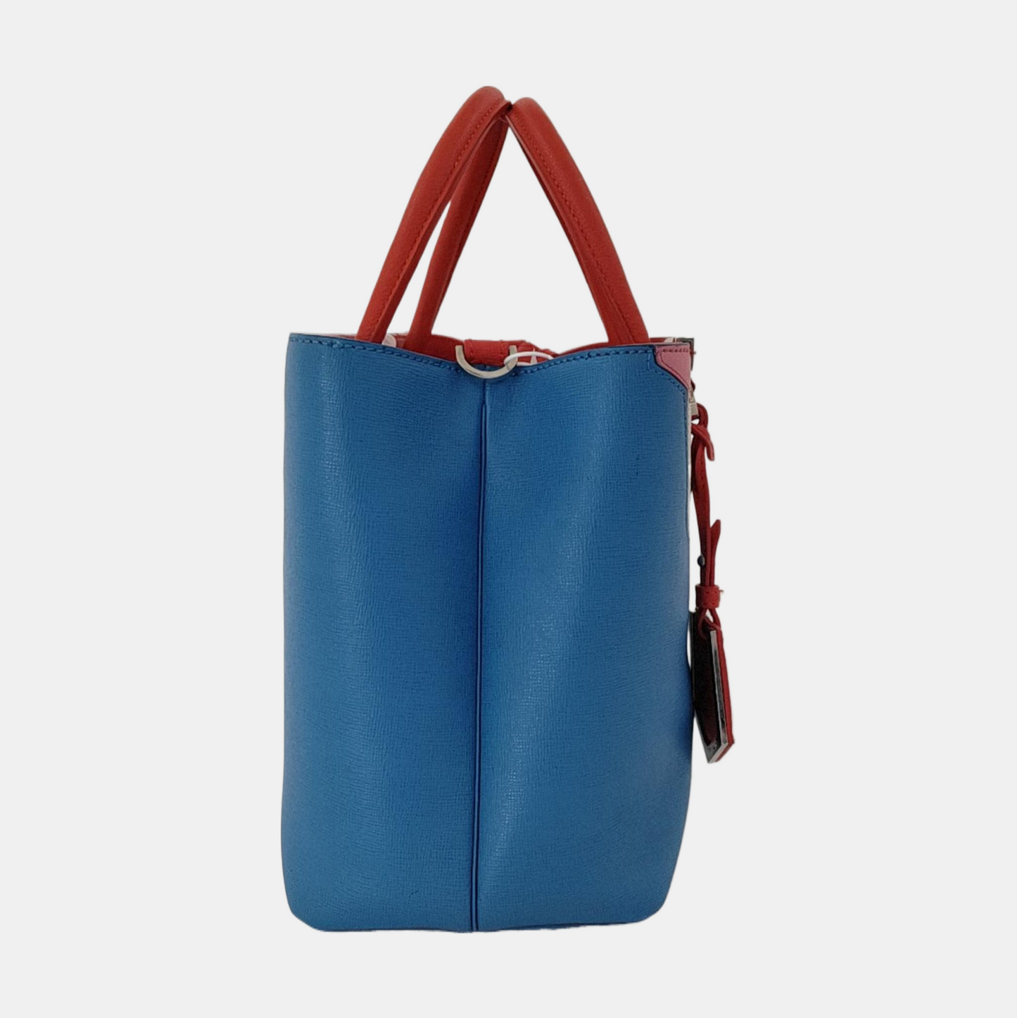 FENDI 2 Jours Small size Blue Cowhide Little Monster Shoulder Bag Handbag Crossbody Bag Silver Hardware Removable shoulder strap-(SKU)-954330398