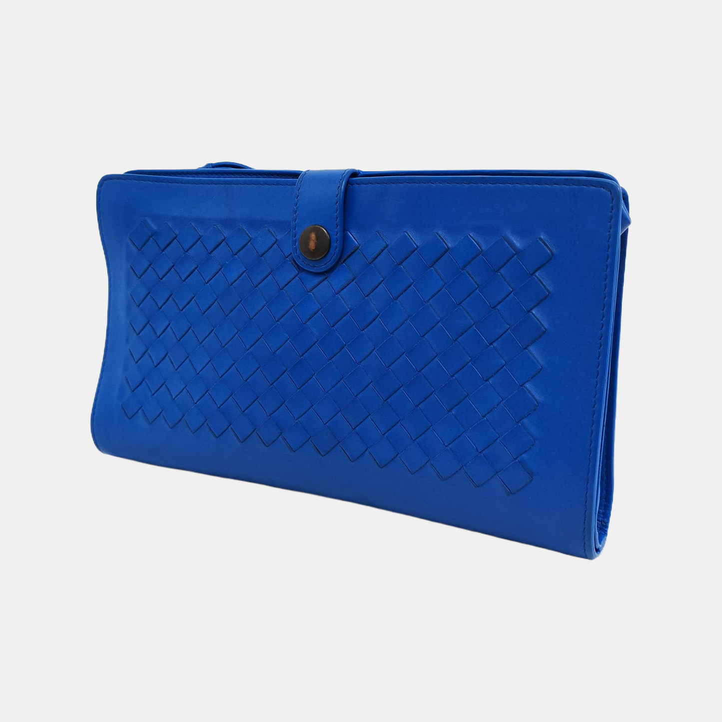 BOTTEGA VENETA Blue Cowhide Woven Handbag Black hardware-(SKU)-954198807