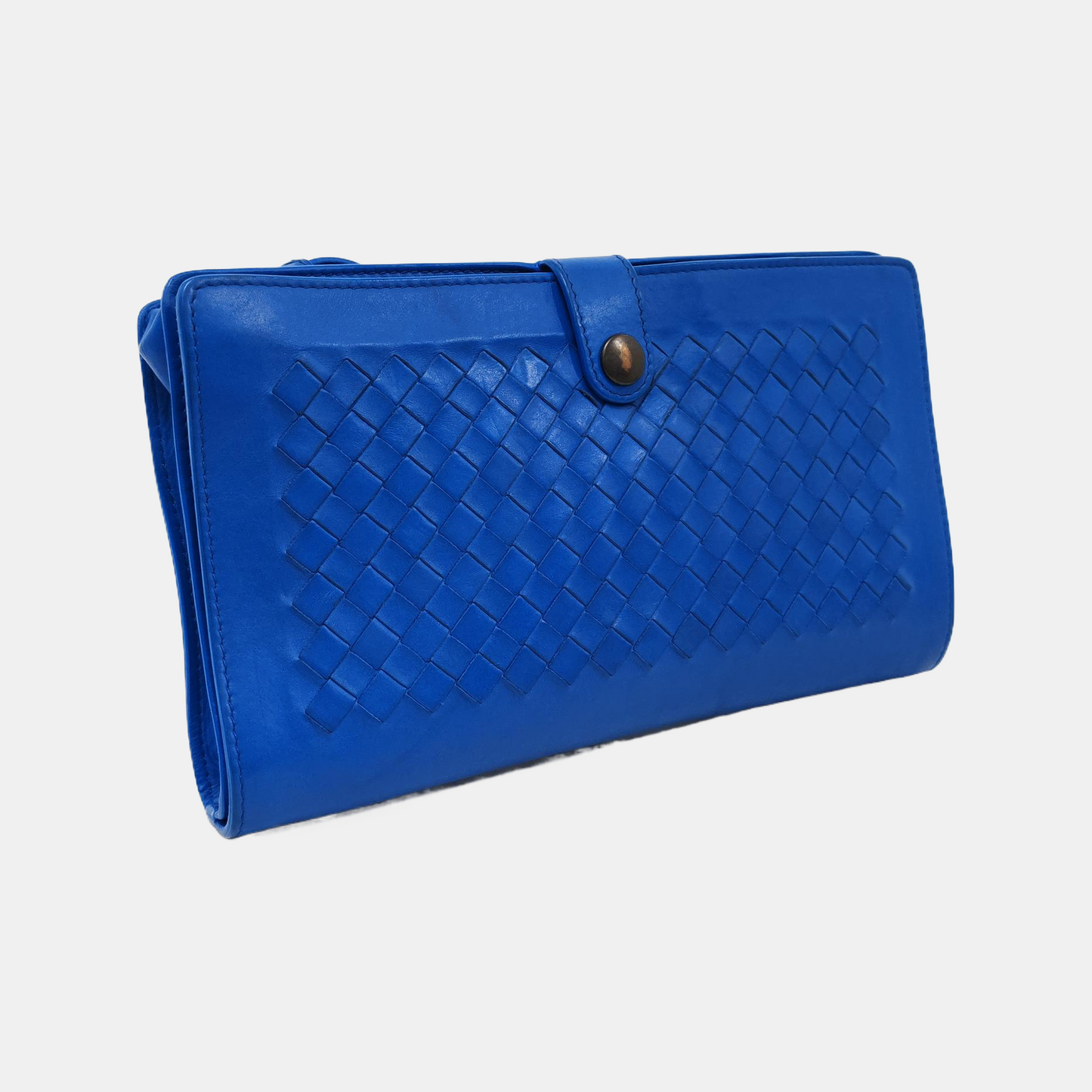 BOTTEGA VENETA Blue Cowhide Woven Handbag Black hardware-(SKU)-954198807