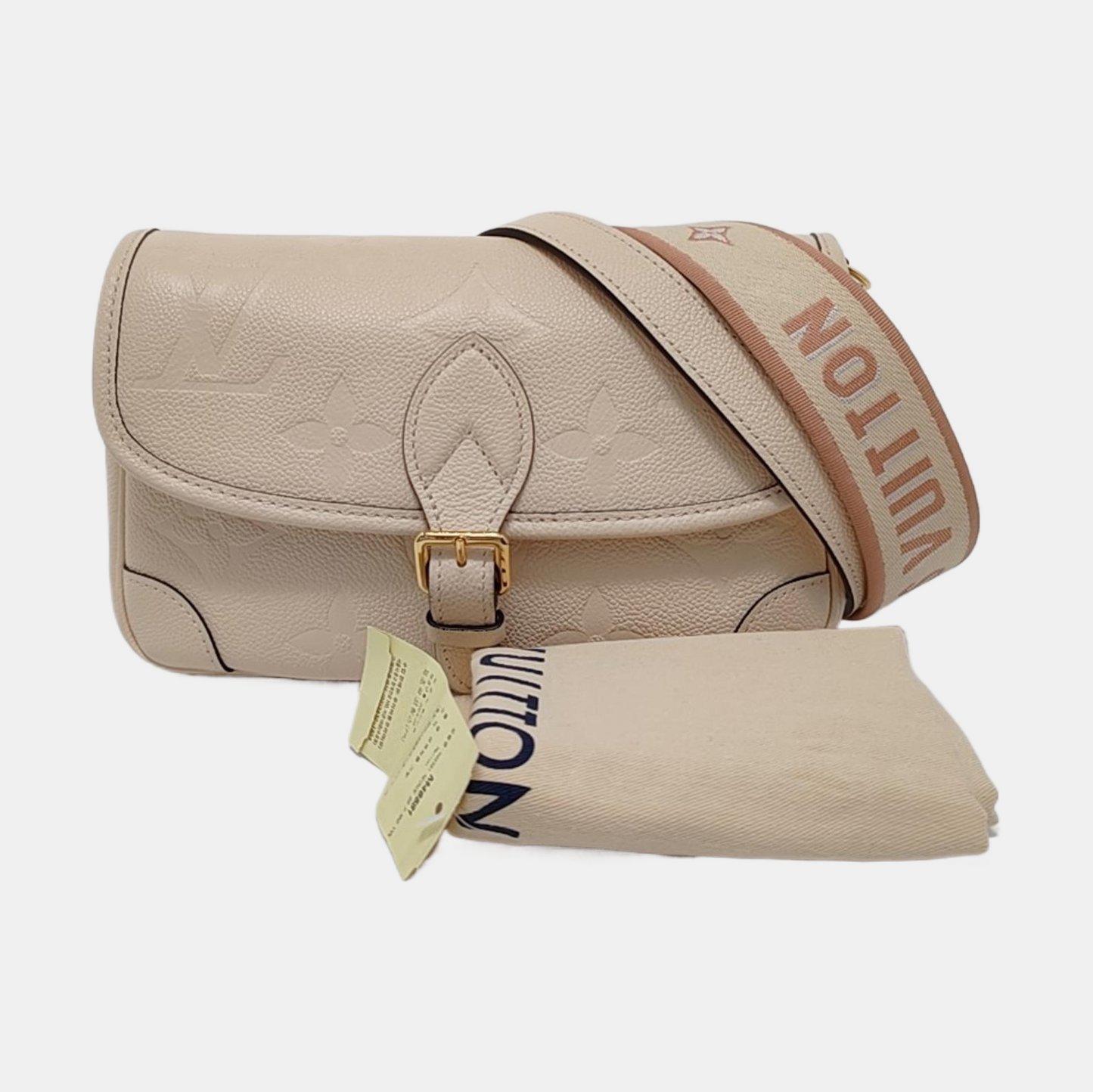 LOUIS VUITTON DIANE Beige Leather Monogram Shoulder Bag Tote with Detachable Strap-(SKU)-954097880