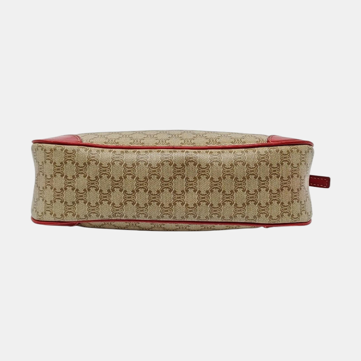 CELINE Khaki Coated Canvas Triumph Grained Shoulder Bag Handbag Golden hardware-(SKU)-942940158