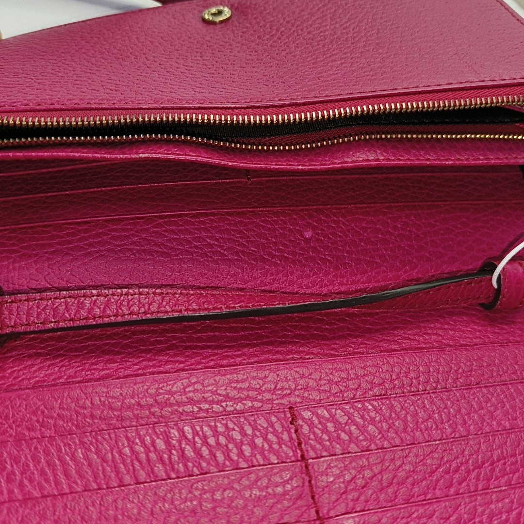 GUCCI Swing Fuchsia Pink Leather Crossbody Shoulder Bag Golden hardware Removable shoulder strap-(SKU)-954330467