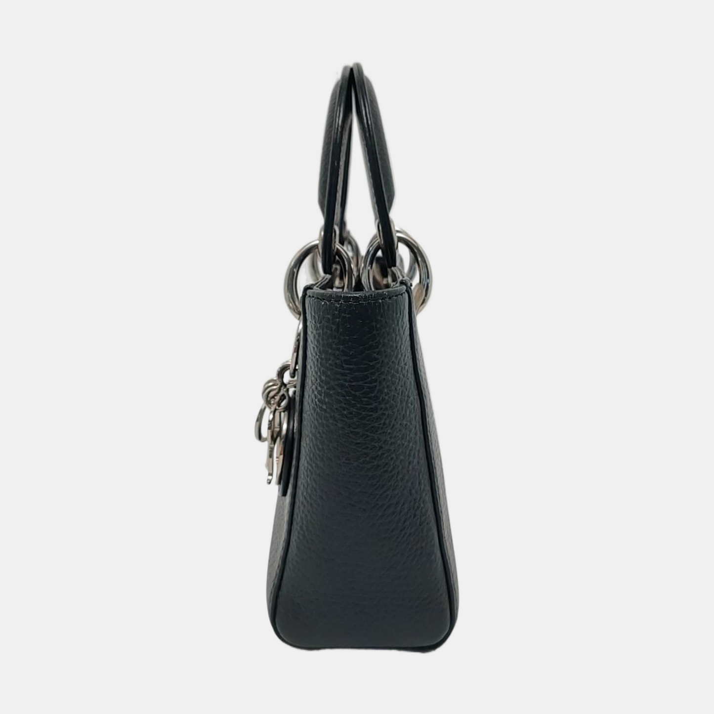 DIOR Diorissimo Mini Dark Green Leather Printed Lady Dior Bag Shoulder Bag Tote Bag with Detachable Strap-(SKU)-954451188
