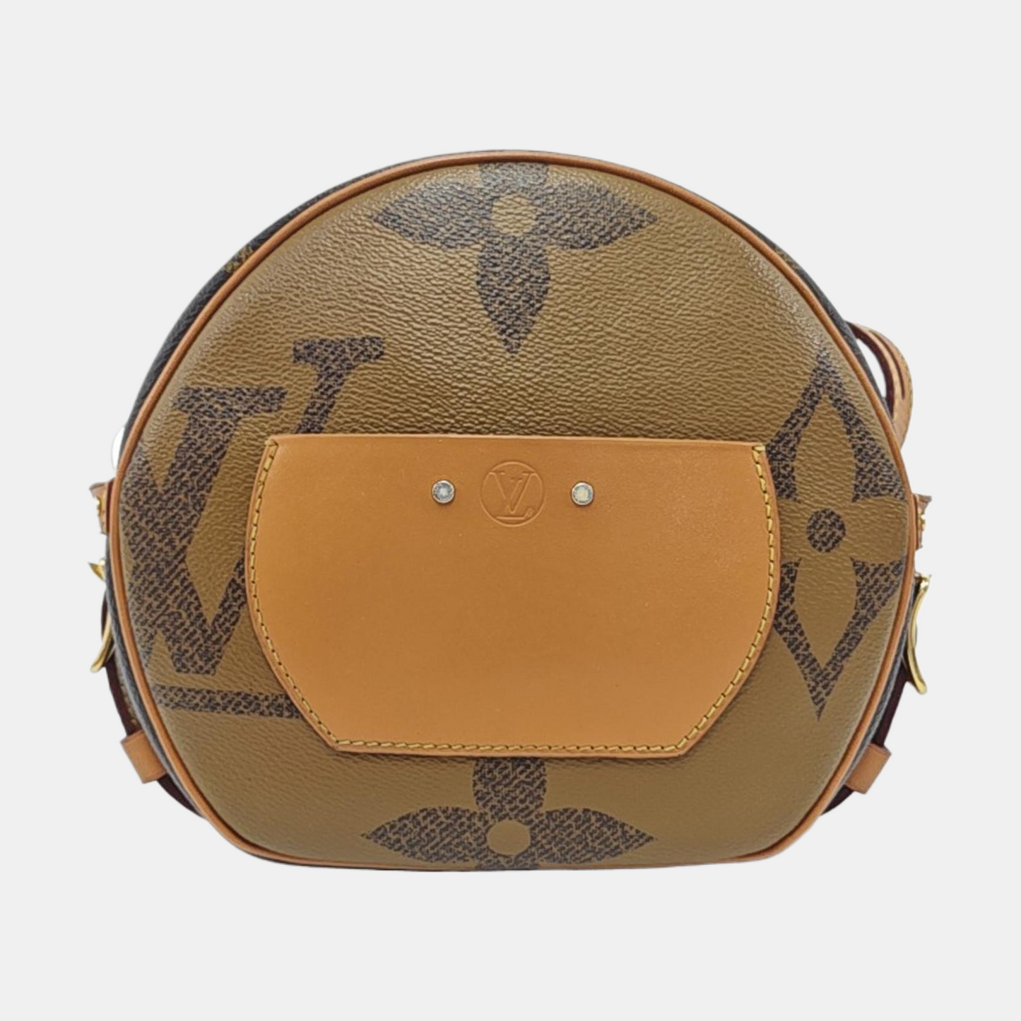 LOUIS VUITTON BOITE CHAPEAU Medium Brown Coated Canvas Monogram Vernis Pancake Bag Crossbody Bag Single Shoulder Bag Adjustable Strap-(SKU)-954449179