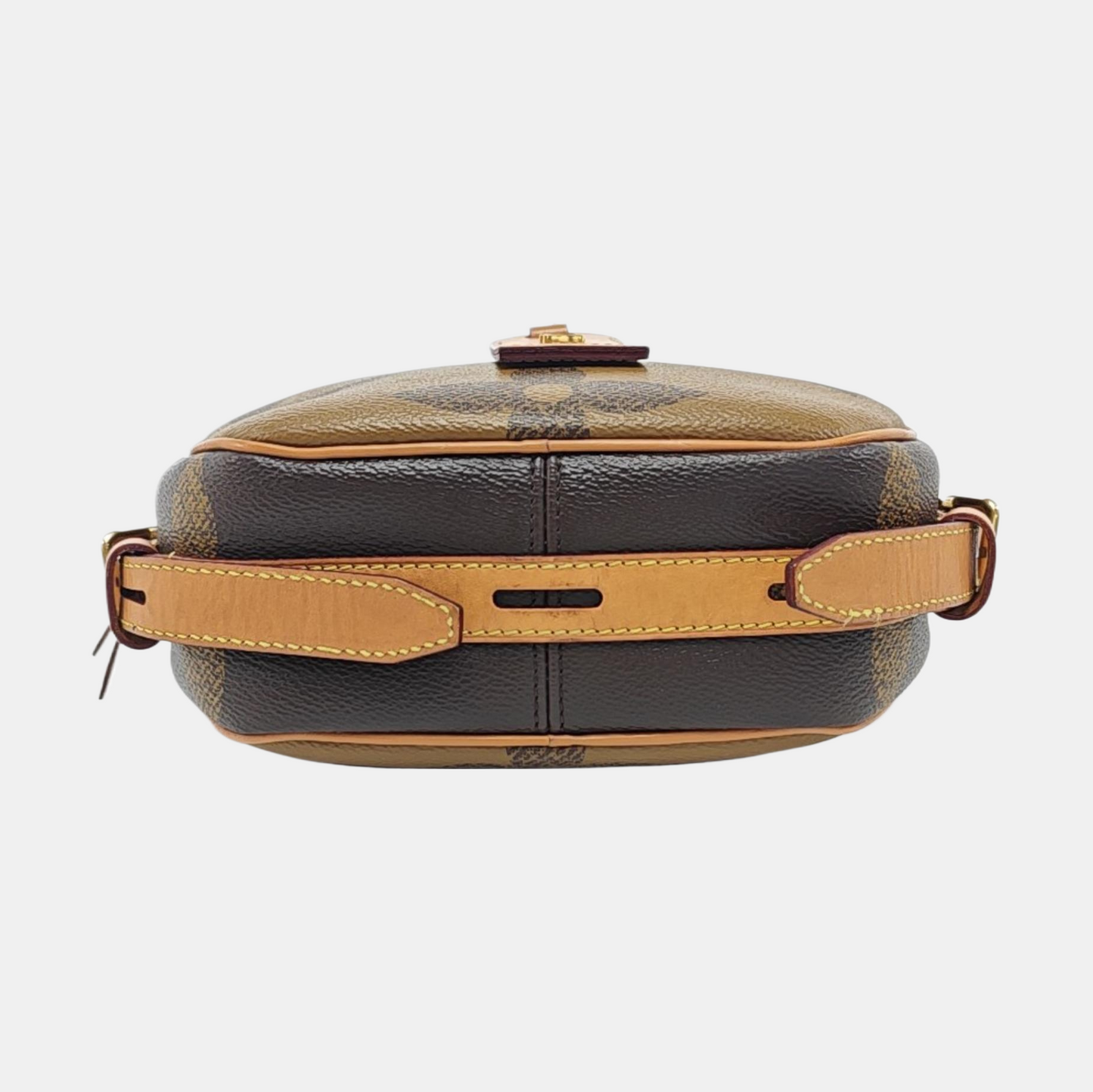 LOUIS VUITTON BOITE CHAPEAU Medium Brown Coated Canvas Monogram Vernis Pancake Bag Crossbody Bag Single Shoulder Bag Adjustable Strap-(SKU)-954449179