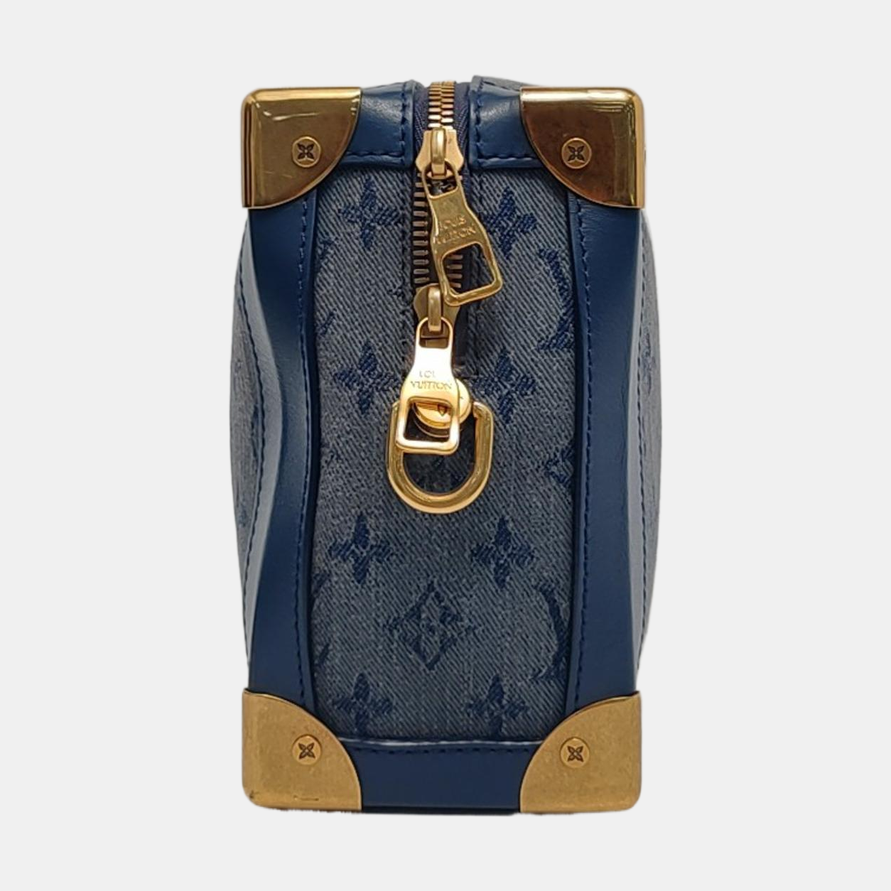 LOUIS VUITTON SOFT TRUNK Blue Denim Monogram Quilted Shoulder Bag, Handbag with Detachable Strap-(SKU)-954467210