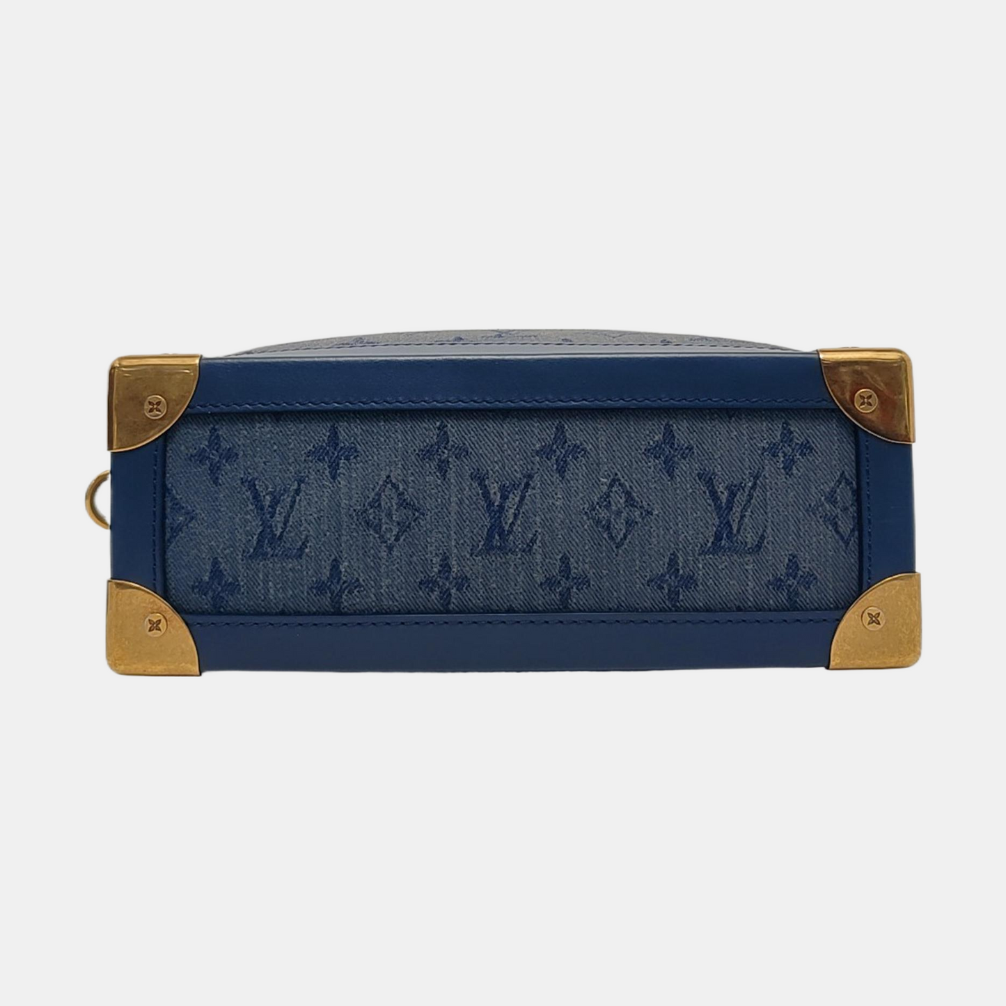 LOUIS VUITTON SOFT TRUNK Blue Denim Monogram Quilted Shoulder Bag, Handbag with Detachable Strap-(SKU)-954467210