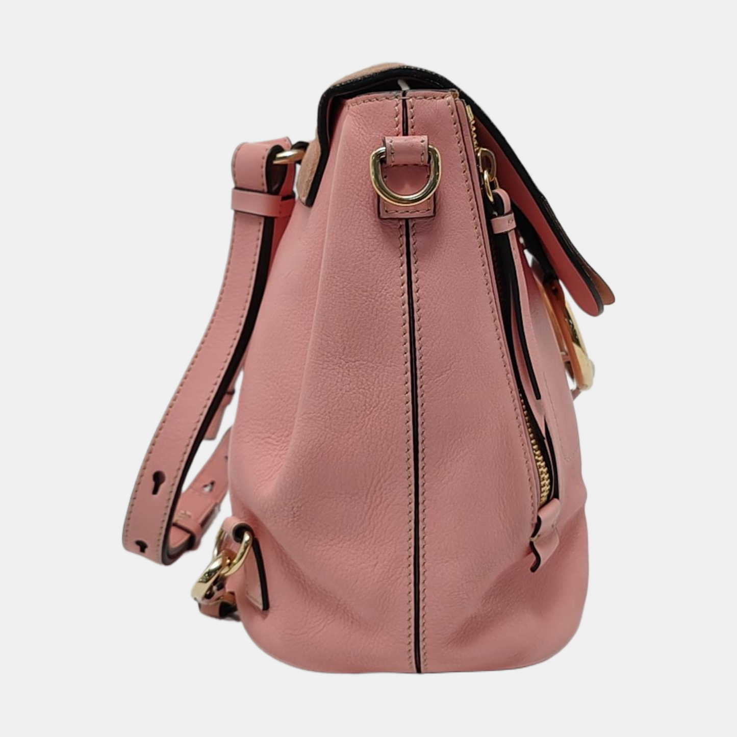 Chloé Faye Pink Cowhide Backpack, Single Shoulder Bag Golden hardware Removable shoulder strap-(SKU)-954247271