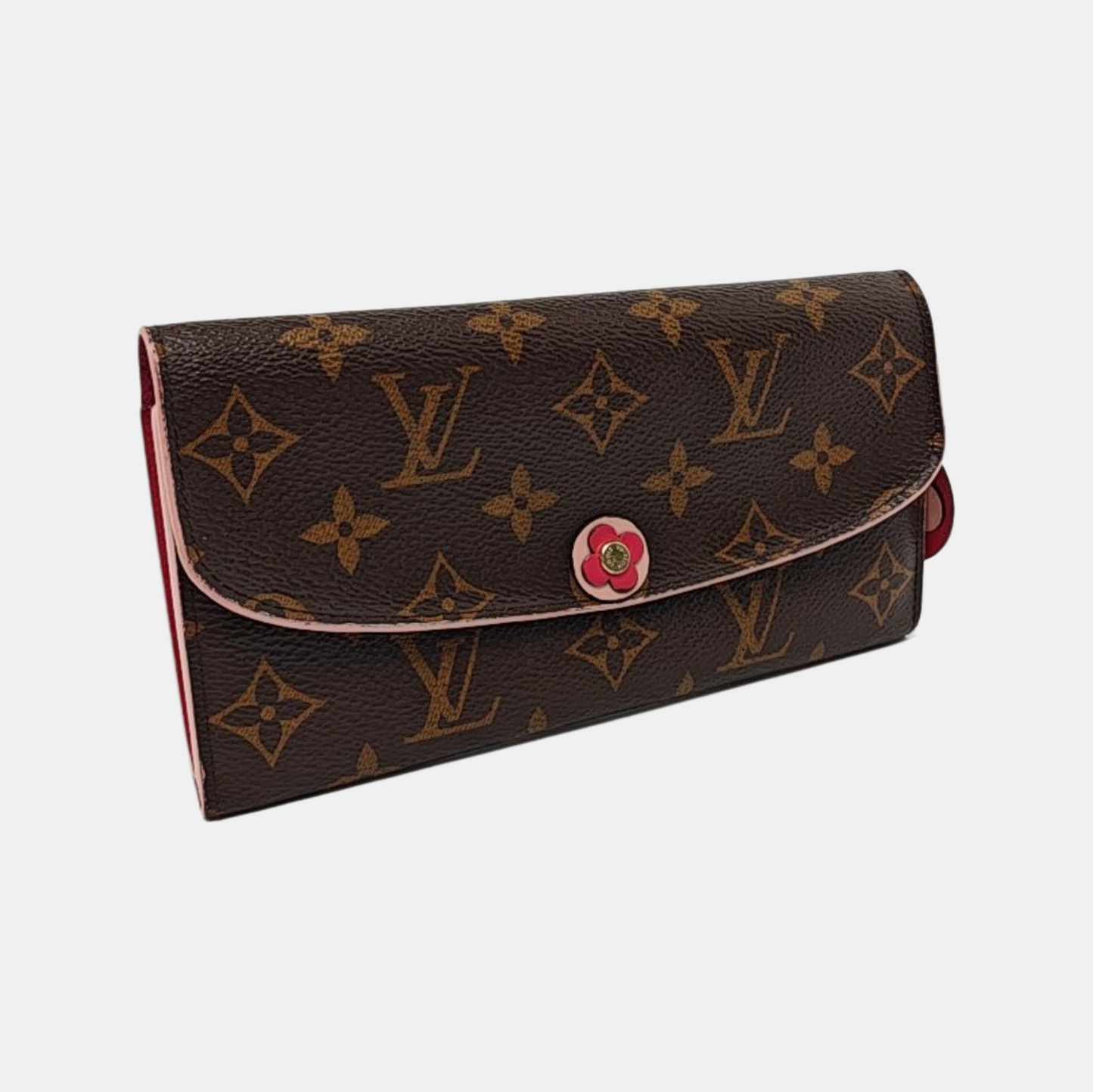 LOUIS VUITTON EMILIE Brown coated canvas vintage wallet Golden hardware-(SKU)-942991994