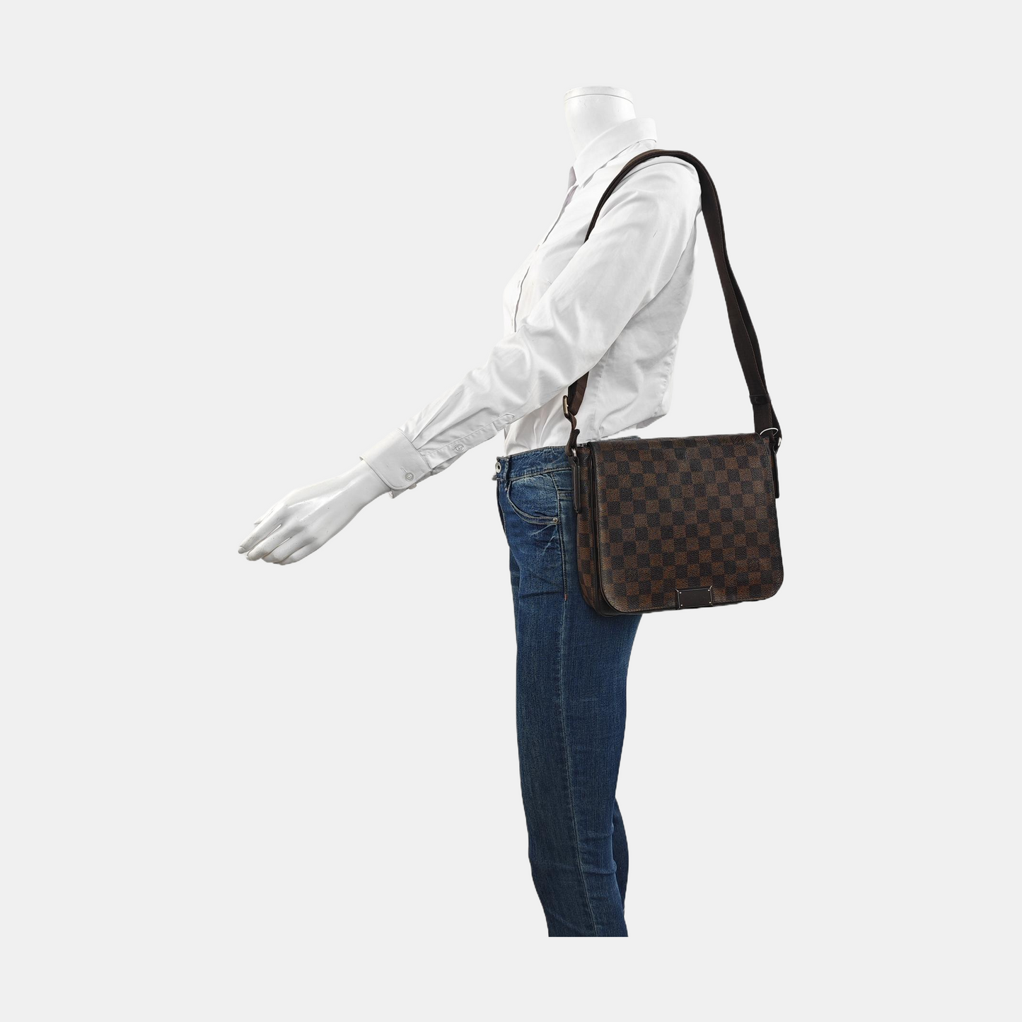 LOUIS VUITTON DISTRICT Small size Brown Coated Canvas Checkerboard Messenger Bag Crossbody Shoulder Bag Brown Hardware-(SKU)-954158452