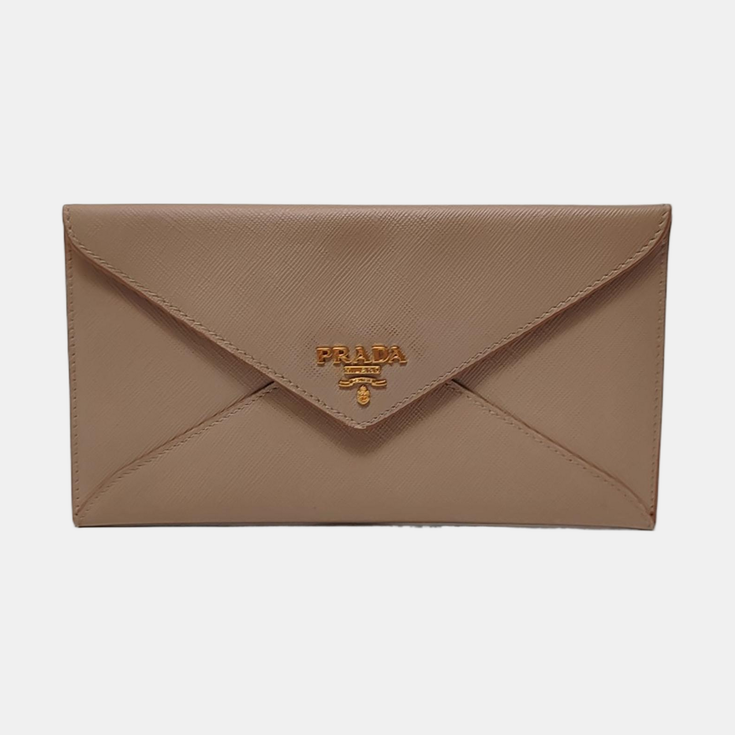PRADA Khaki Cowhide Wallet Golden hardware-(SKU)-954136803