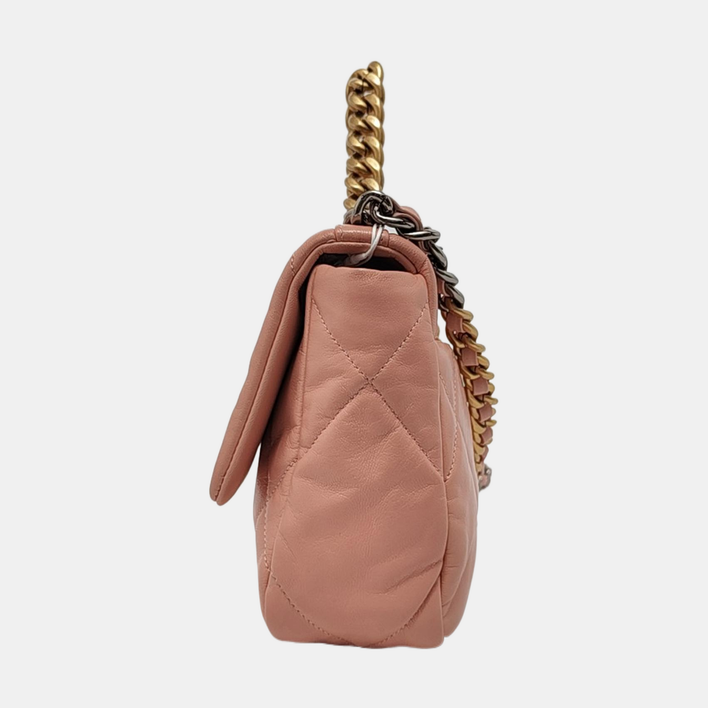 CHANEL CHANEL 19 Small Pink Lamb Leather Quilted Stitch Shoulder Bag Tote Bag Crossbody Bag Gold Rhodium Hardware 29 Clasp-(SKU)-954435140