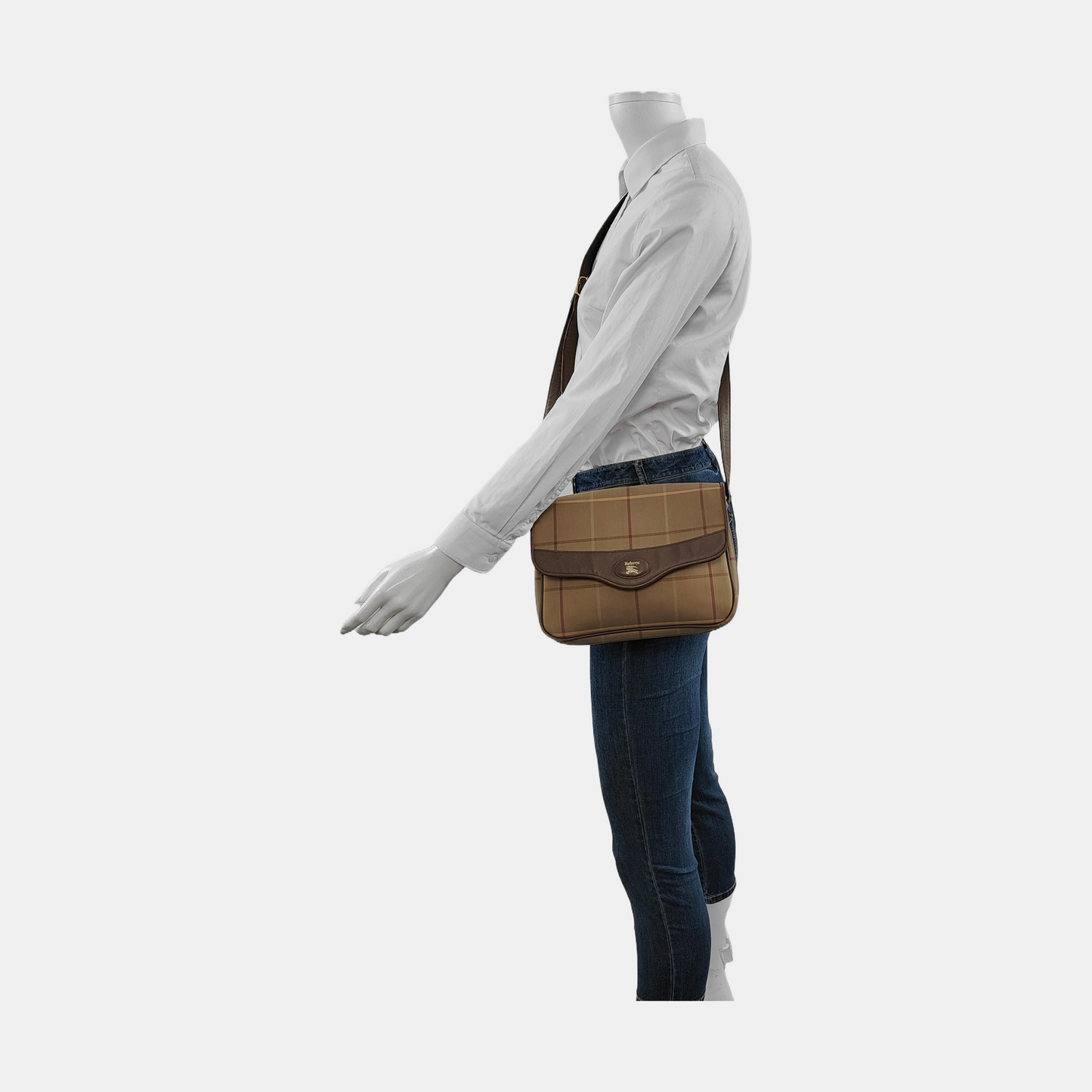 BURBERRY Khaki Canvas Single Shoulder Bag, Crossbody Bag Golden hardware-(SKU)-954359550