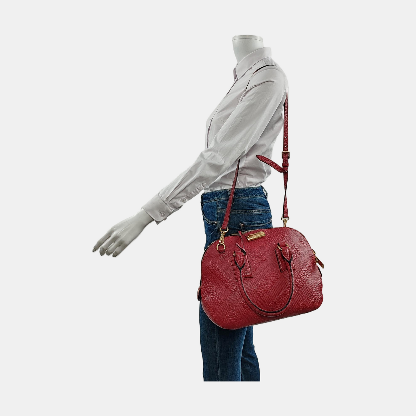 BURBERRY Clifton Medium size Red Cowhide Single Shoulder Bag Handbag Crossbody Bag Golden hardware Removable shoulder strap-(SKU)-954487883