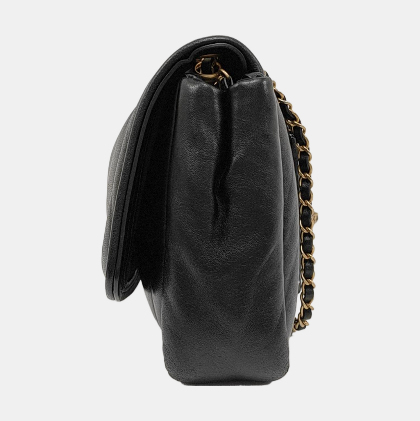 CHANEL VINTAGE PUFFY black lambskin crossbody bag shoulder bag 28 opening gold hardware-(SKU)-954421943