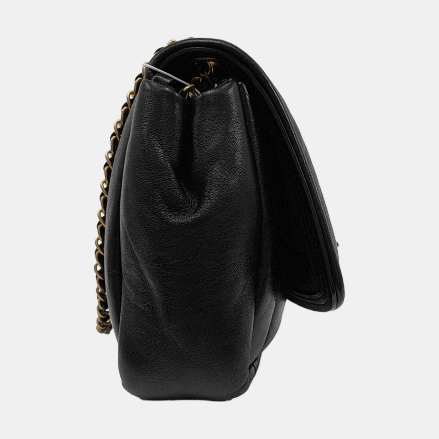 CHANEL VINTAGE PUFFY black lambskin crossbody bag shoulder bag 28 opening gold hardware-(SKU)-954421943