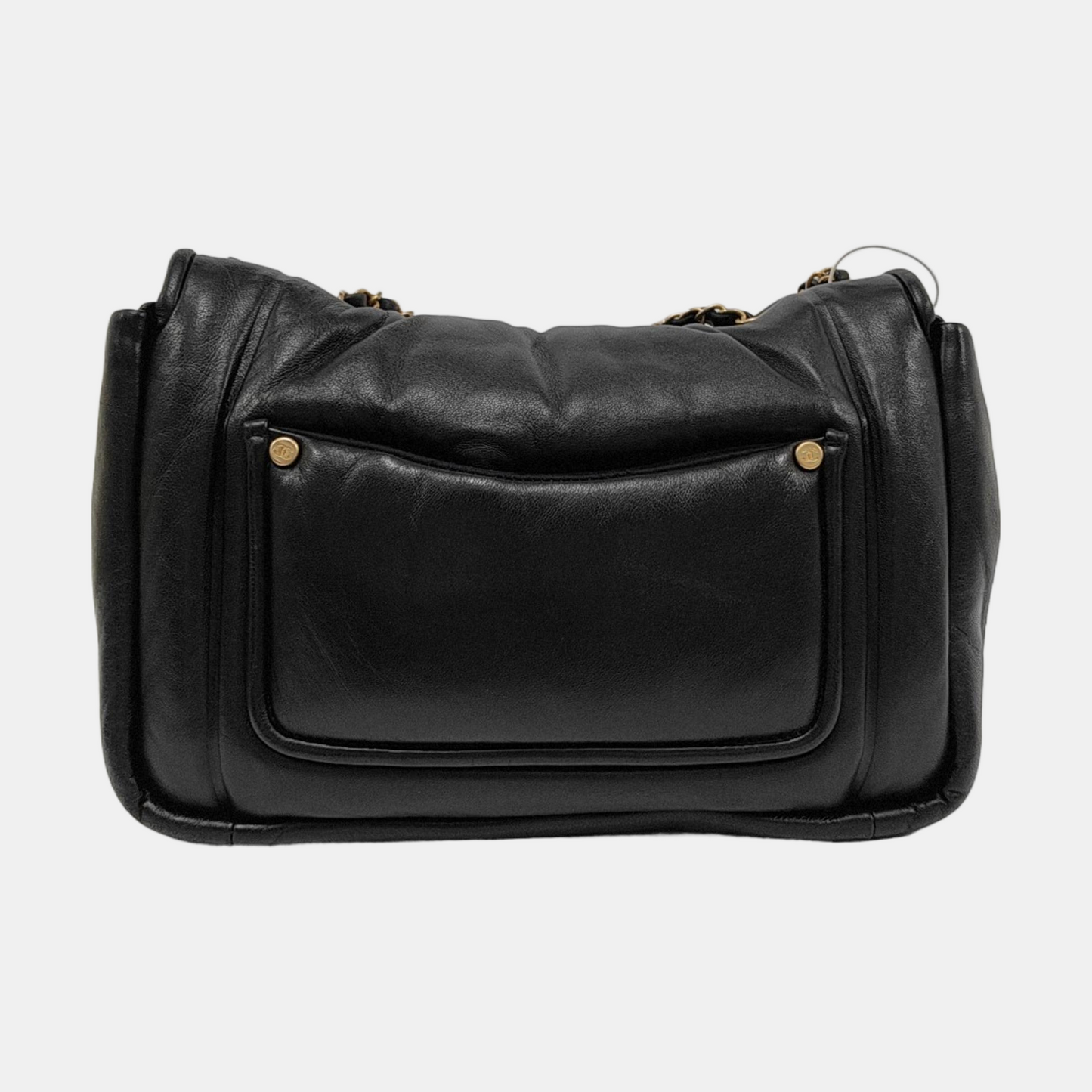 CHANEL VINTAGE PUFFY black lambskin crossbody bag shoulder bag 28 opening gold hardware-(SKU)-954421943