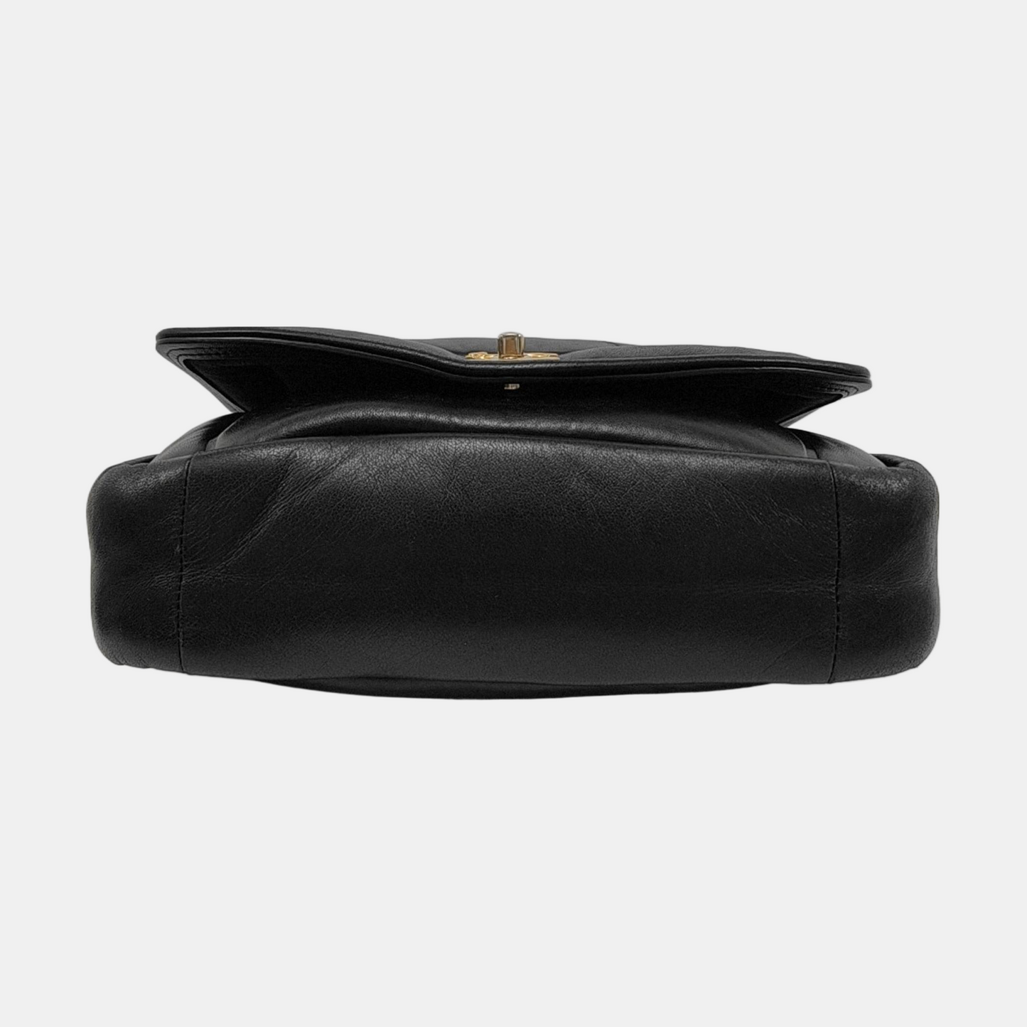 CHANEL VINTAGE PUFFY black lambskin crossbody bag shoulder bag 28 opening gold hardware-(SKU)-954421943