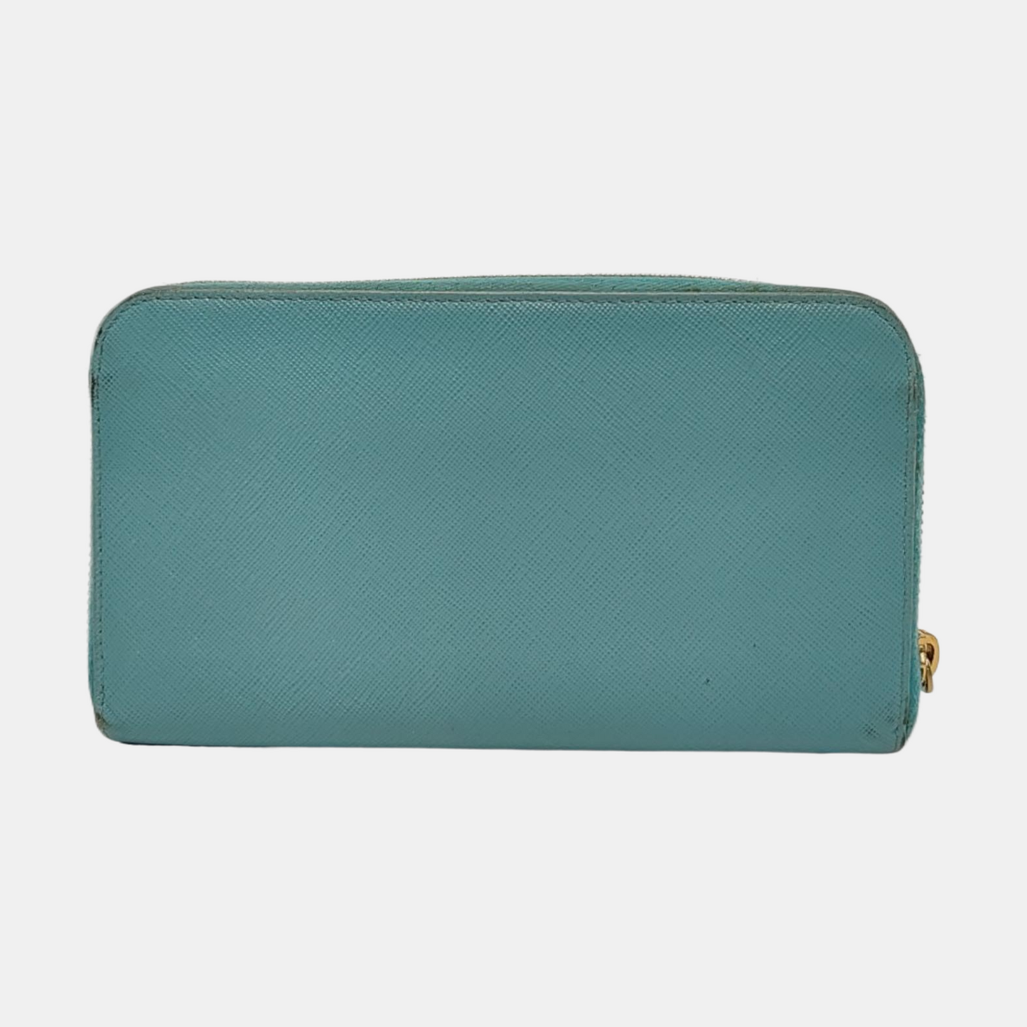 PRADA Green Calfskin Leather Cross Grain Wallet Golden hardware-(SKU)-954322773