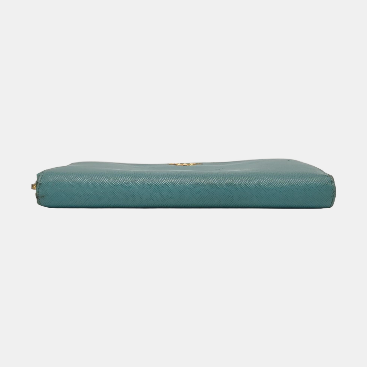 PRADA Green Calfskin Leather Cross Grain Wallet Golden hardware-(SKU)-954322773