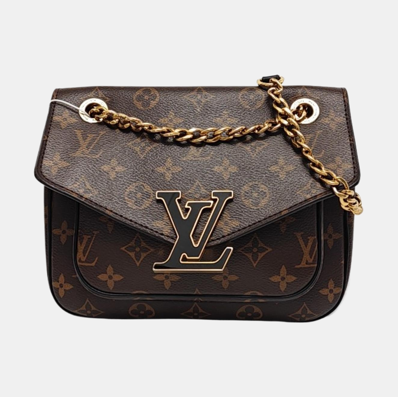 LOUIS VUITTON PASSY Brown Coated Canvas Monogram Shoulder Bag Crossbody with Gold Hardware-(SKU)-954357157