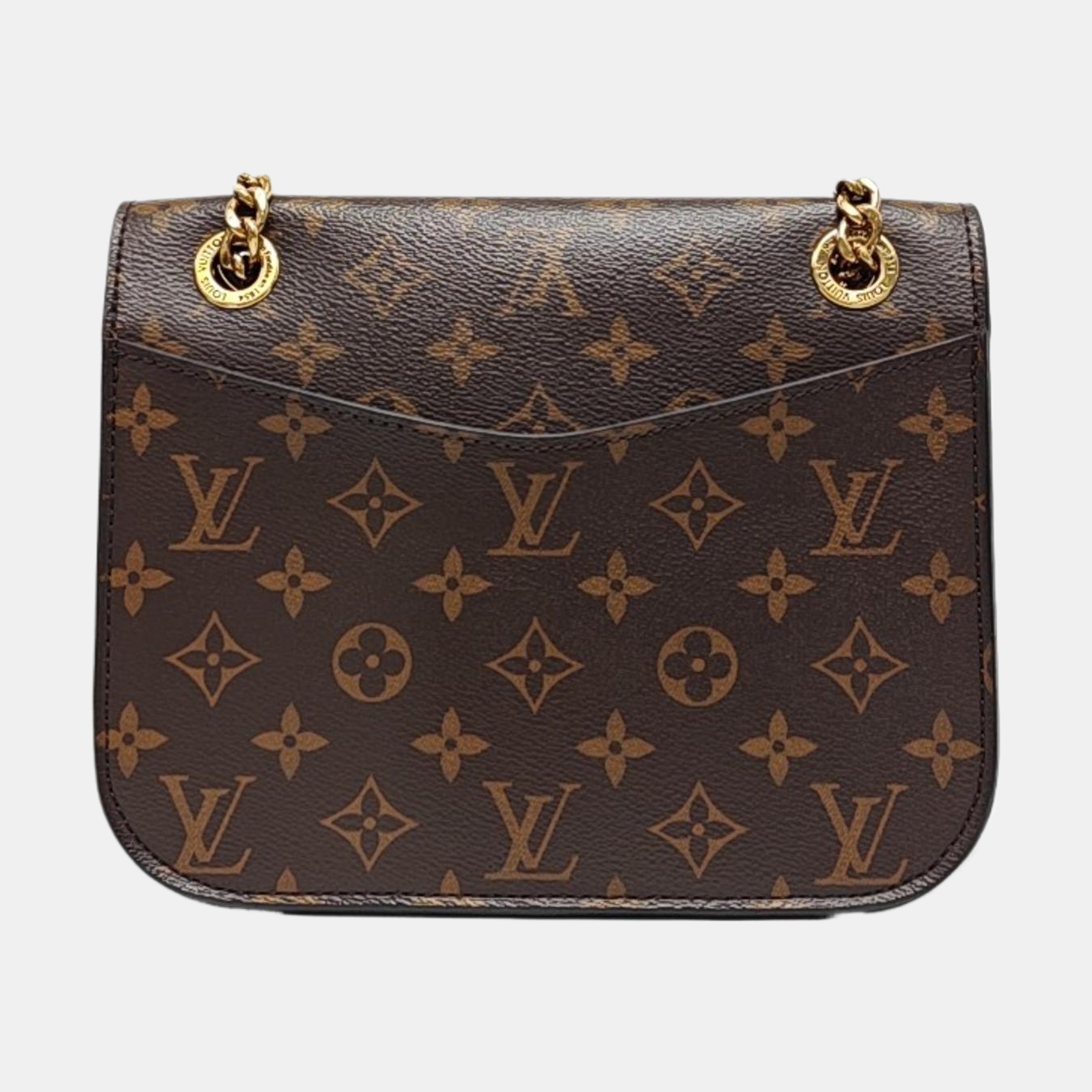 LOUIS VUITTON PASSY Brown Coated Canvas Monogram Shoulder Bag Crossbody with Gold Hardware-(SKU)-954357157