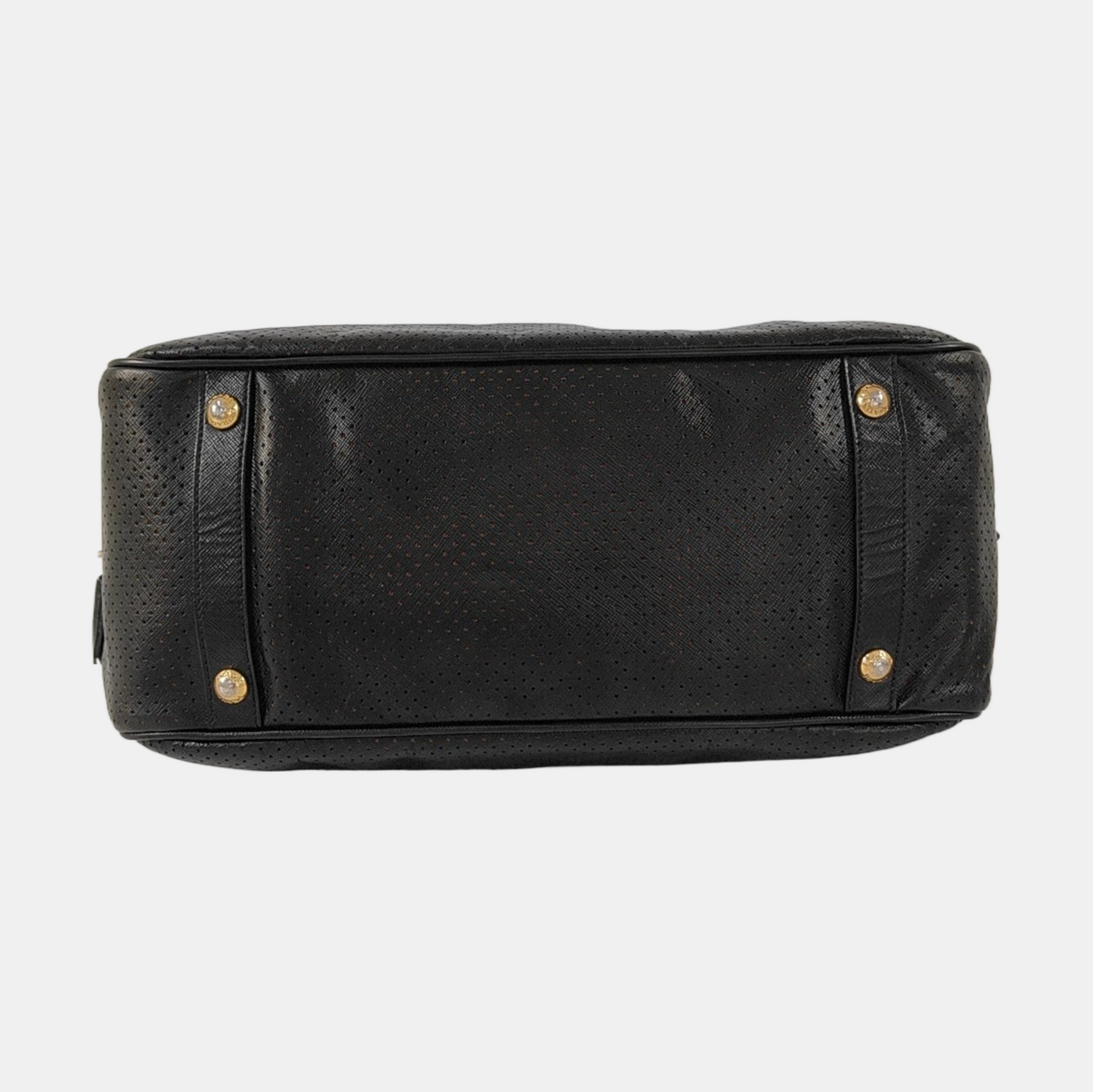 PRADA Promenade Black Leather Cut-Out Handbag Golden hardware-(SKU)-954408142
