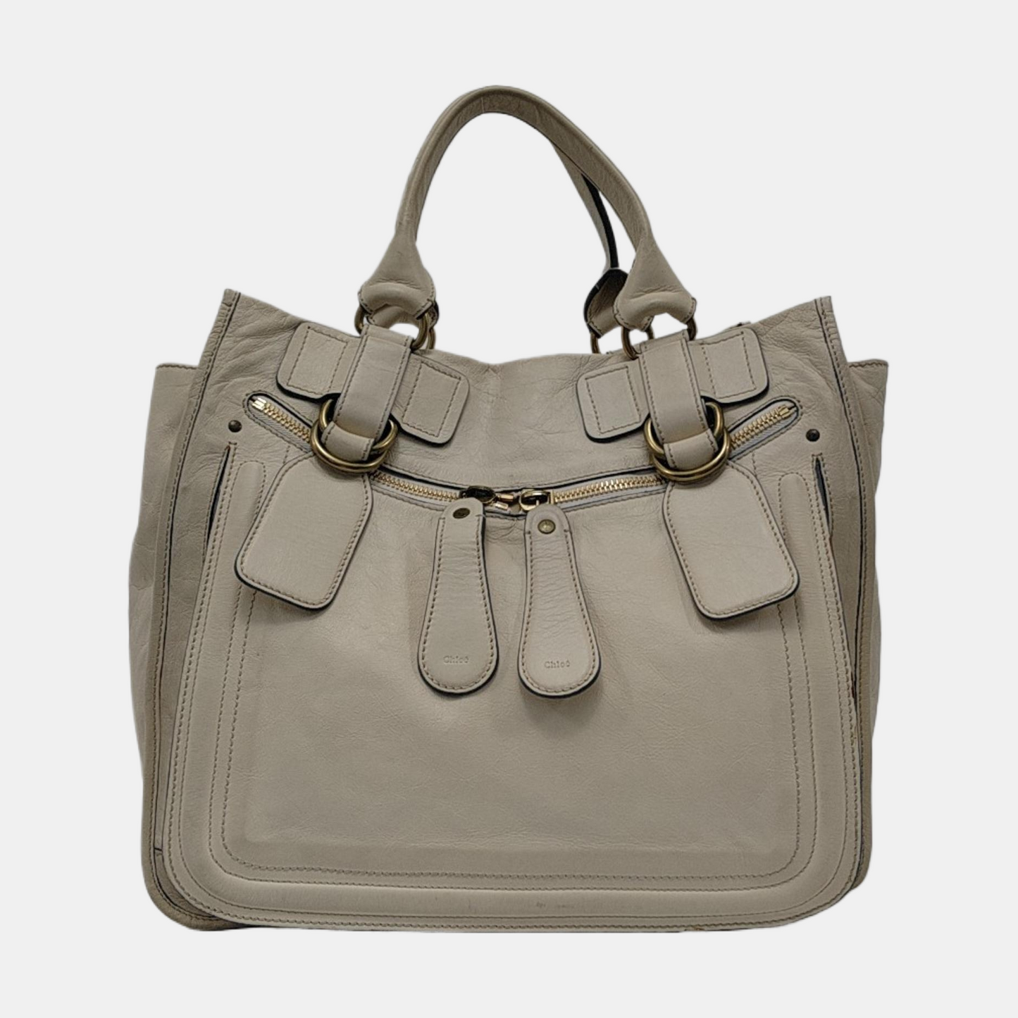 Chloé Tote bag White Leather Handbag Golden hardware-(SKU)-954394334