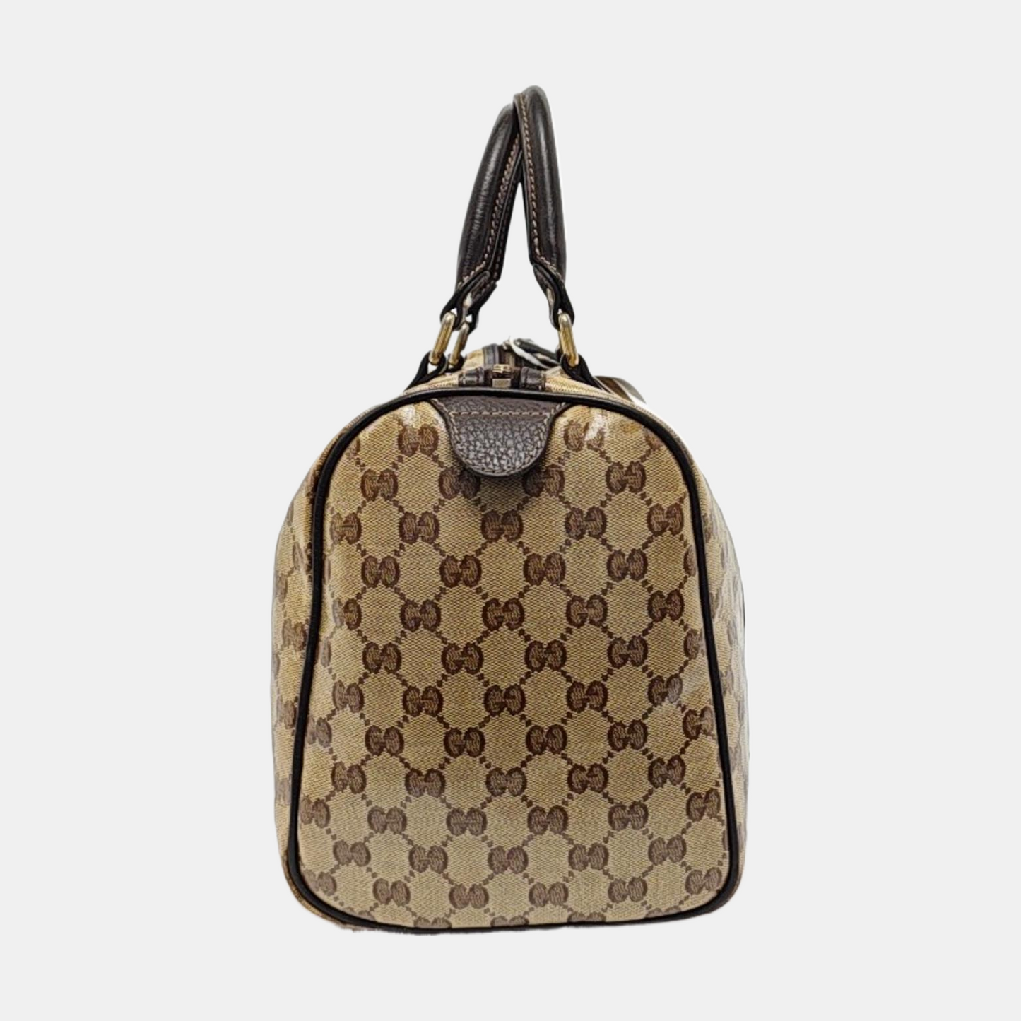 GUCCI Joy Khaki Coated Canvas Old Flower Tote Bag Golden hardware-(SKU)-954415041