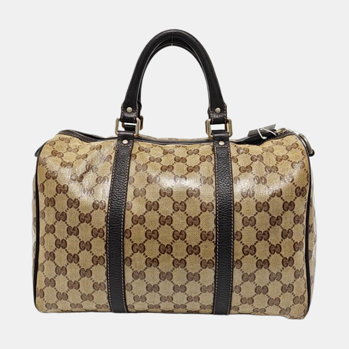 GUCCI Joy Khaki Coated Canvas Old Flower Tote Bag Golden hardware-(SKU)-954415041