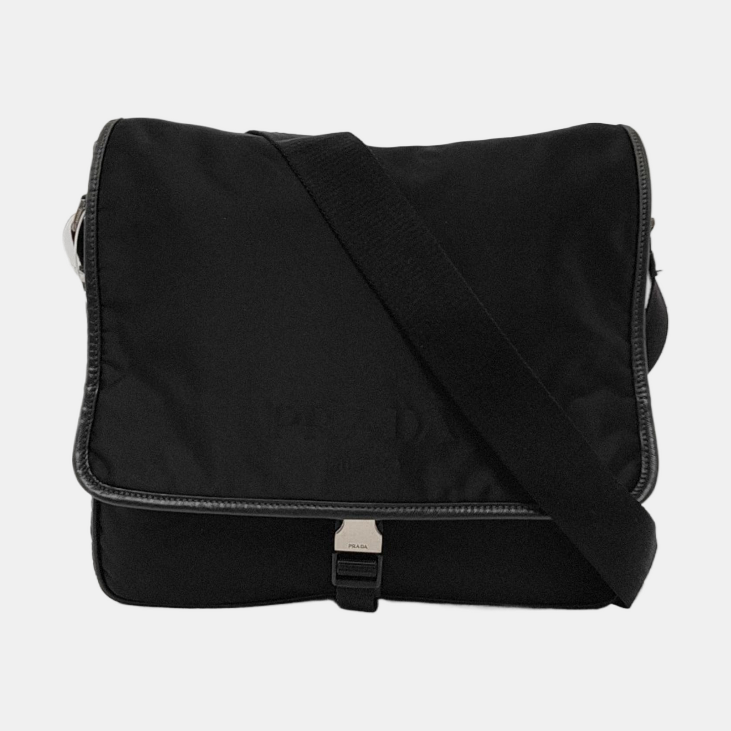 PRADA Black Nylon Single Shoulder Bag Crossbody Bag Silver Hardware-(SKU)-954414851