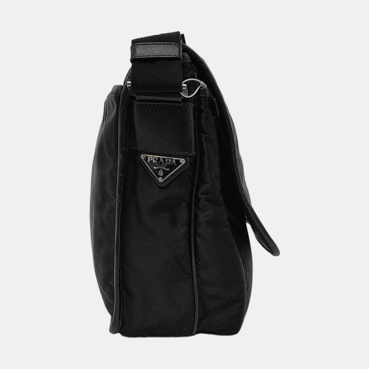 PRADA Black Nylon Single Shoulder Bag Crossbody Bag Silver Hardware-(SKU)-954414851