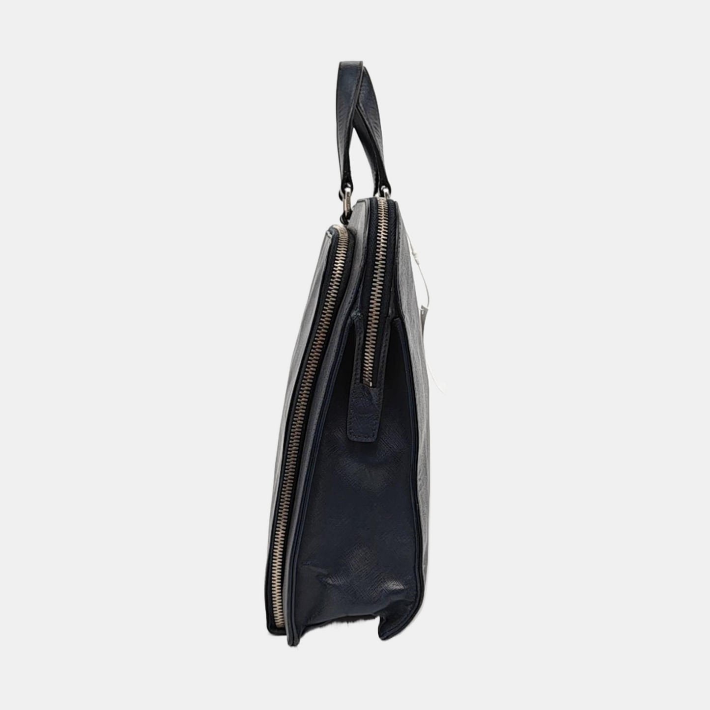 PRADA Dark Blue Leather Handbag Silver Hardware-(SKU)-954413734