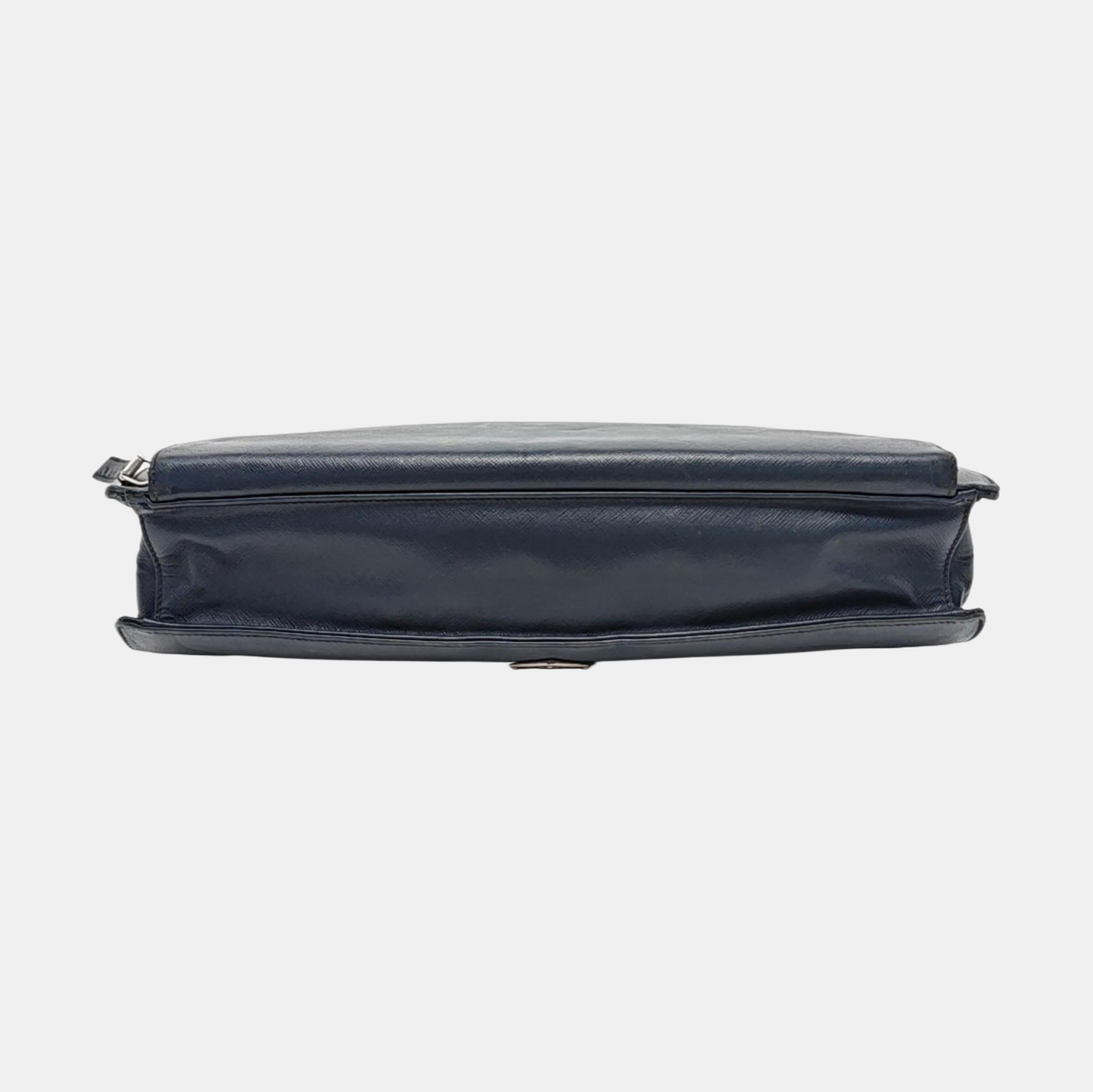 PRADA Dark Blue Leather Handbag Silver Hardware-(SKU)-954413734