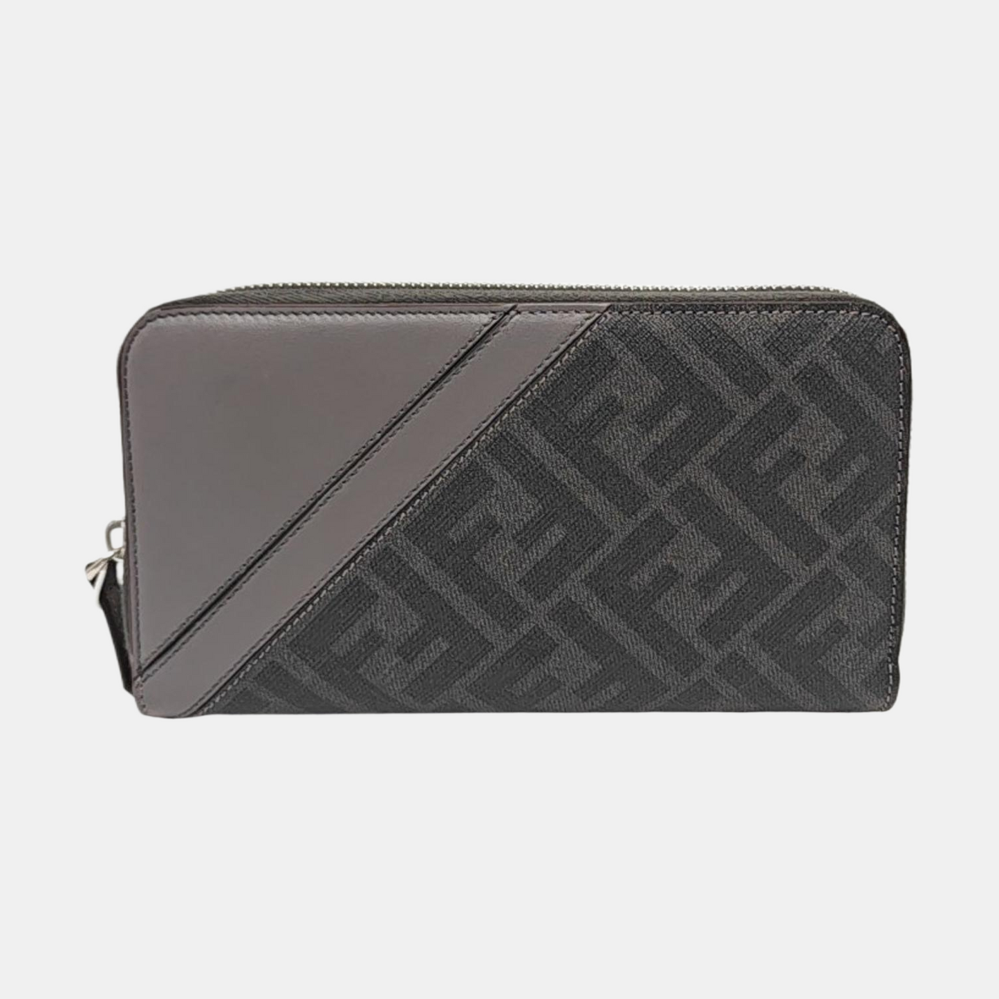 FENDI Diagonal 灰色牛皮双F印花钱包 Silver Hardware-(SKU)-954317346