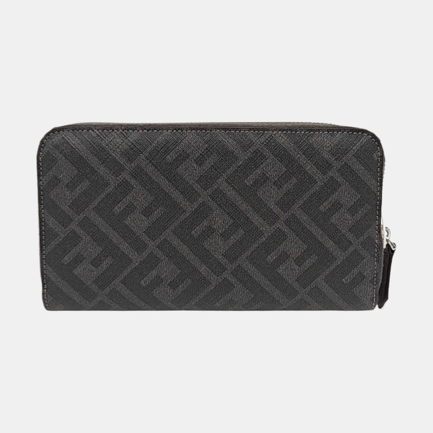 FENDI Diagonal 灰色牛皮双F印花钱包 Silver Hardware-(SKU)-954317346