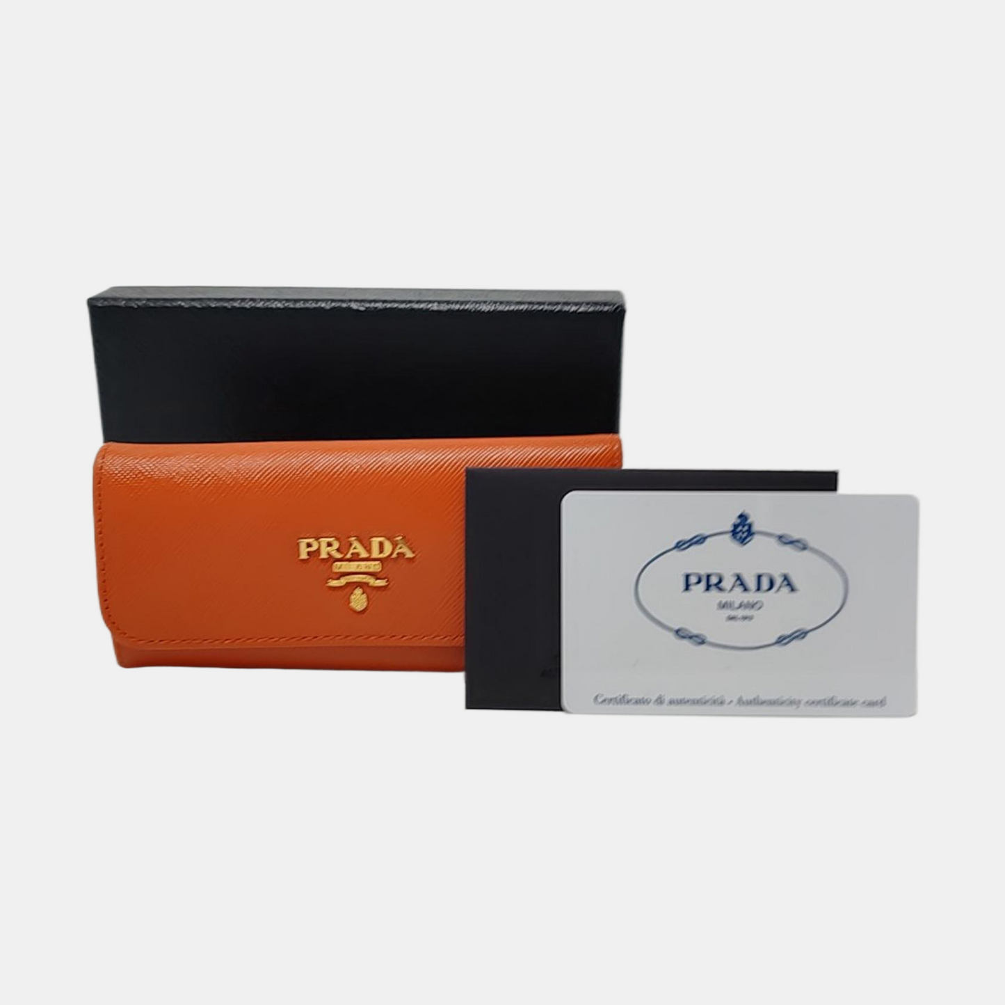 PRADA Orange Leather Crossbody Key Pouch Golden hardware-(SKU)-954583287
