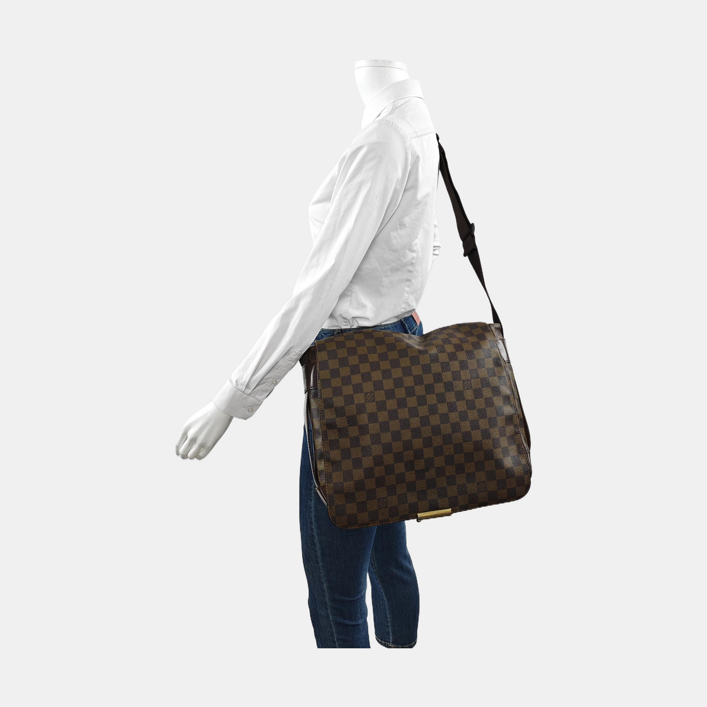 LOUIS VUITTON BASTILLE Brown Coated Canvas Checkered Single Shoulder Bag Crossbody Golden hardware-(SKU)-954553380