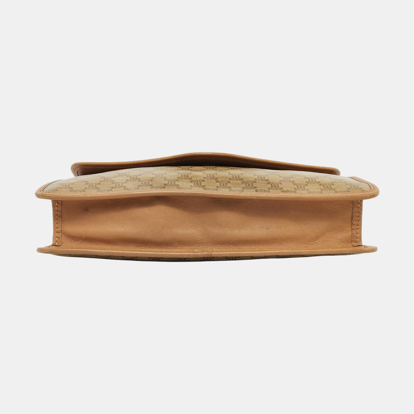 CELINE Khaki Coated Canvas Triumph Clutch Golden hardware-(SKU)-954586171