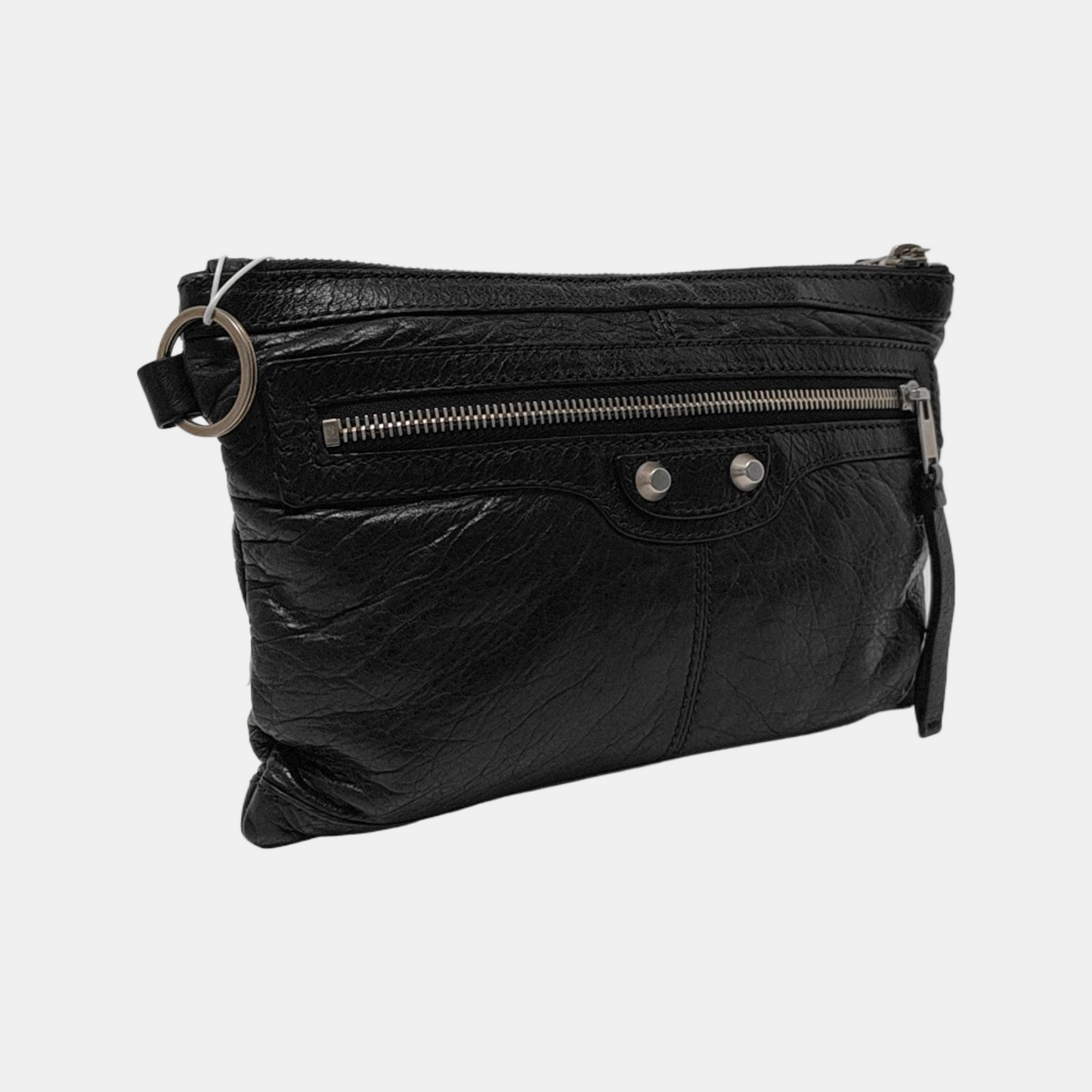 BALENCIAGA Classic City Black Sheepskin Studs Motorcycle Bag Handbag Crossbody Bag Single Shoulder Bag Silver Hardware-(SKU)-954613543