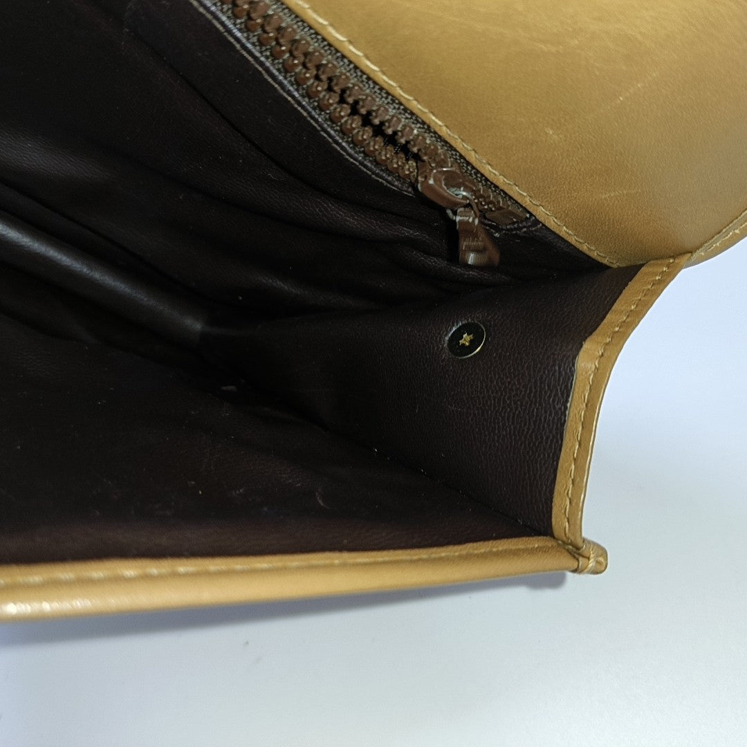 CELINE Khaki Coated Canvas Triumph Clutch Golden hardware-(SKU)-954586171