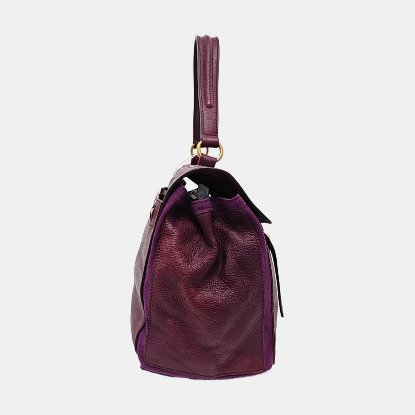 YSL MUSE TWO Purple Leather Tote Golden hardware-(SKU)-954560346
