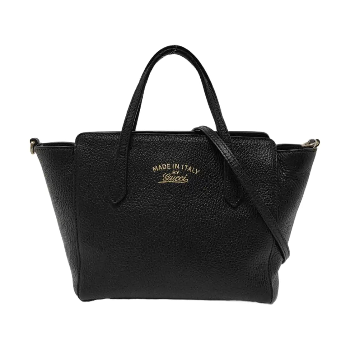 GUCCI Swing Black Cowhide Single Shoulder Bag Tote Bag Golden hardware Removable shoulder strap-(SKU)-954725324