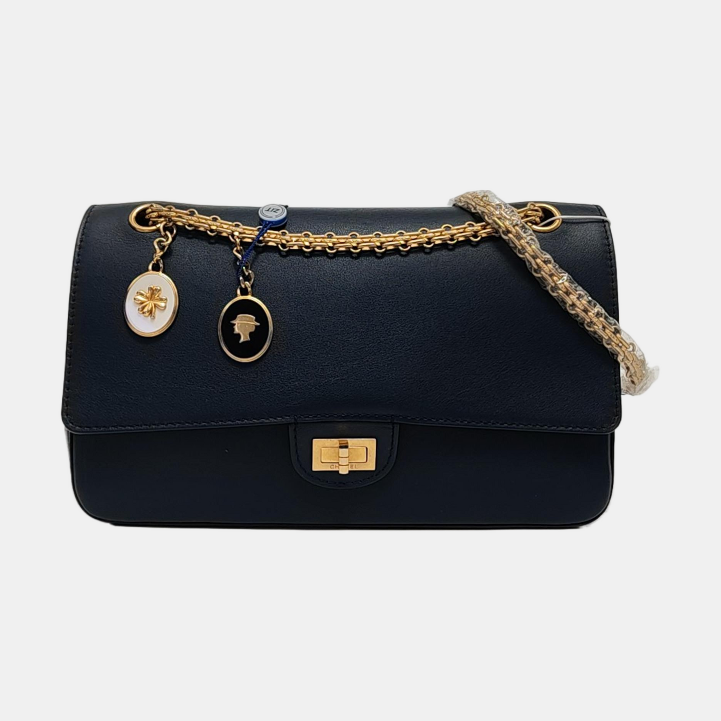 CHANEL 2.55 Deep Blue Calf Leather Single Shoulder Bag Crossbody Bag Golden Hardware 26 Openings-(SKU)-954526638
