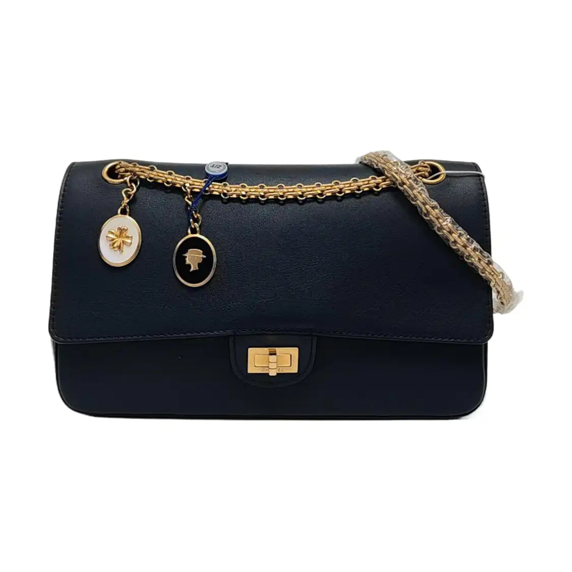 CHANEL 2.55 Deep Blue Calf Leather Single Shoulder Bag Crossbody Bag Golden Hardware 26 Openings-(SKU)-954526638