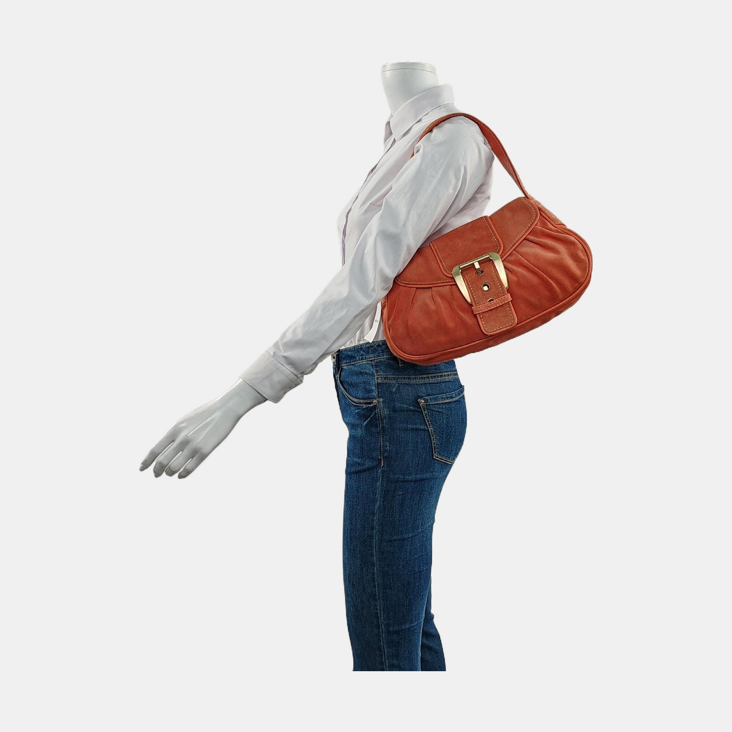 CELINE METALLICOrange Suede Leather Single Shoulder Bag-(SKU)-954357639