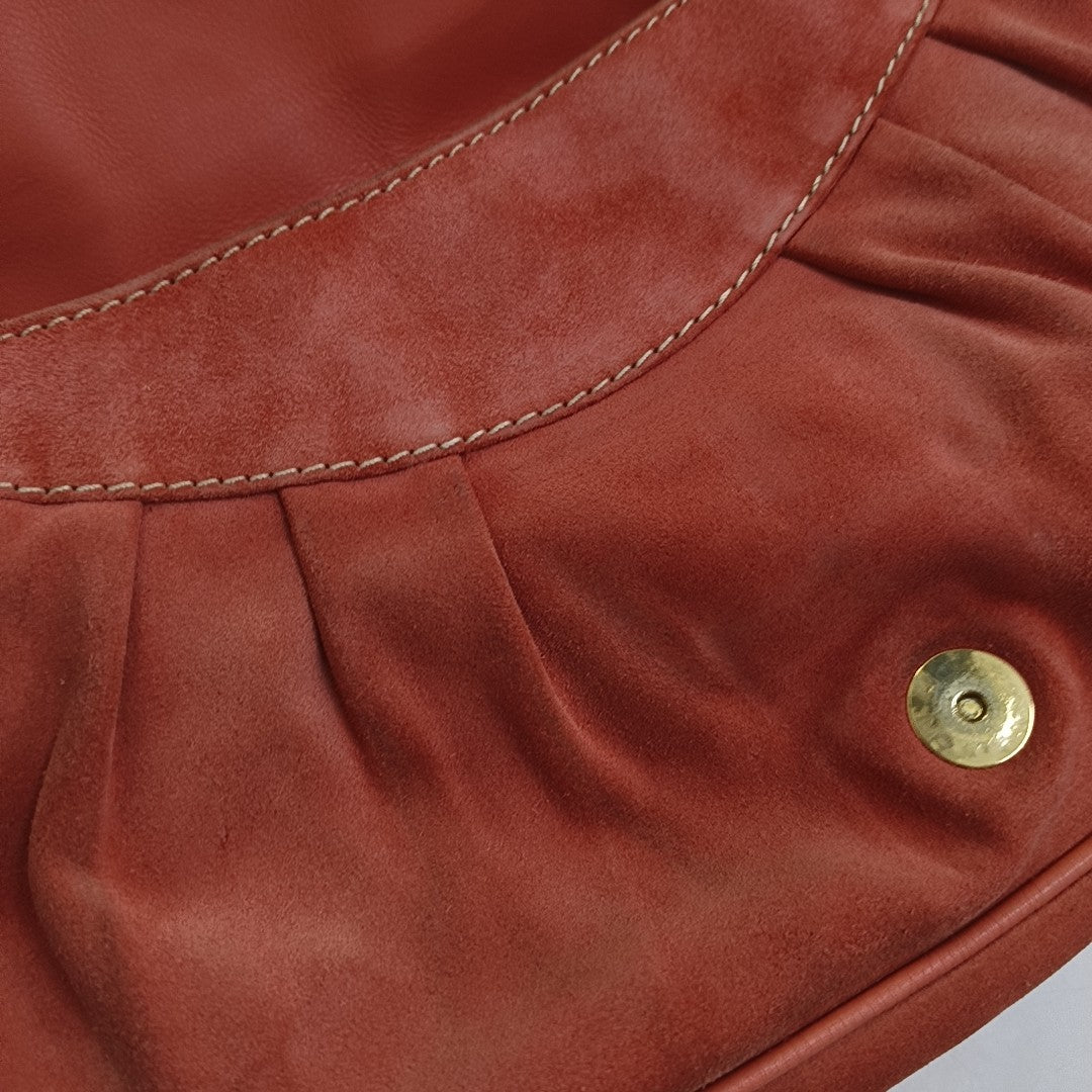 CELINE METALLICOrange Suede Leather Single Shoulder Bag-(SKU)-954357639