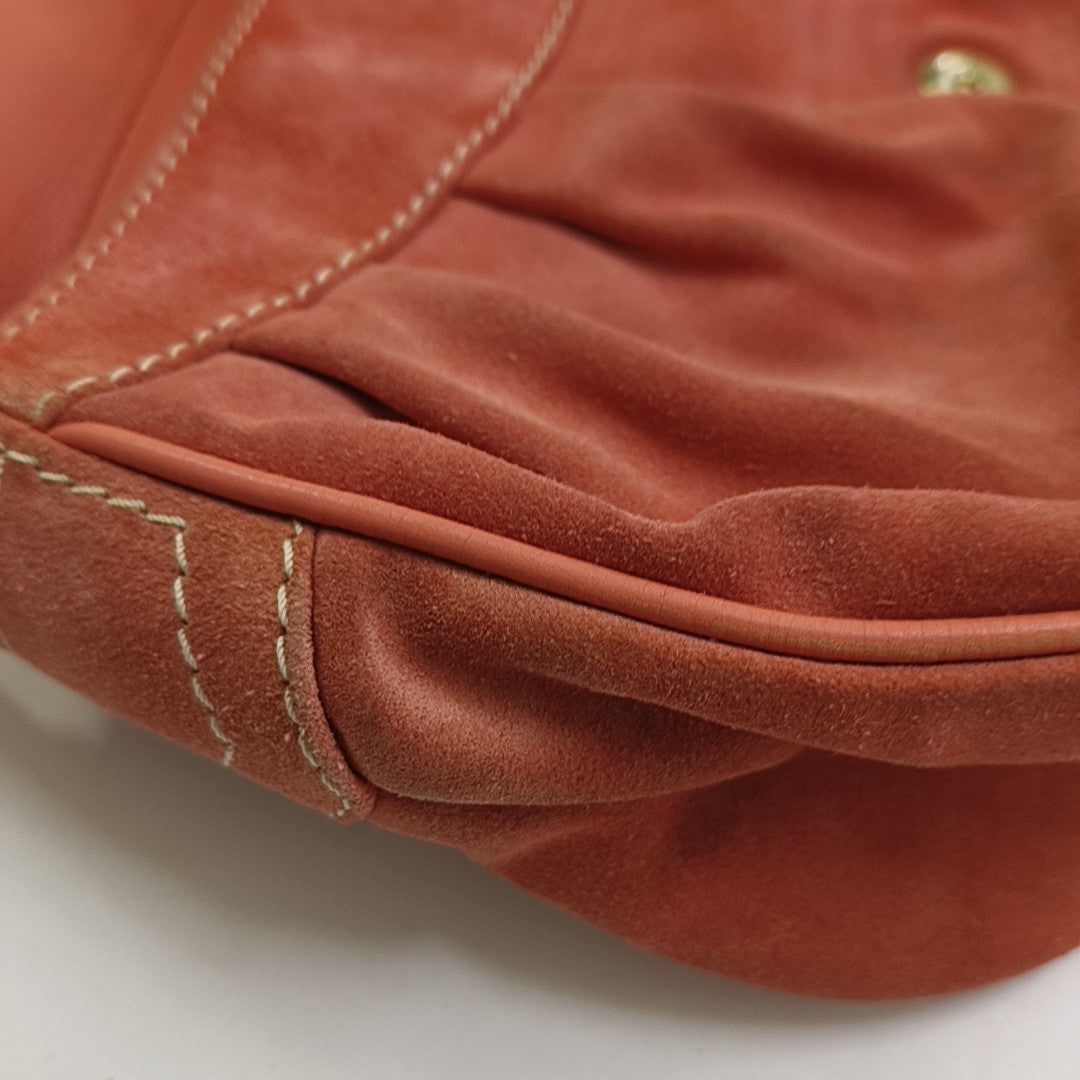 CELINE METALLICOrange Suede Leather Single Shoulder Bag-(SKU)-954357639
