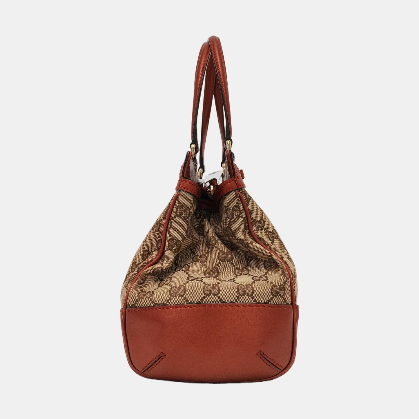 GUCCI Tote bag Khaki Coated Canvas Monogram Handbag Shoulder Bag Golden hardware-(SKU)-954695205
